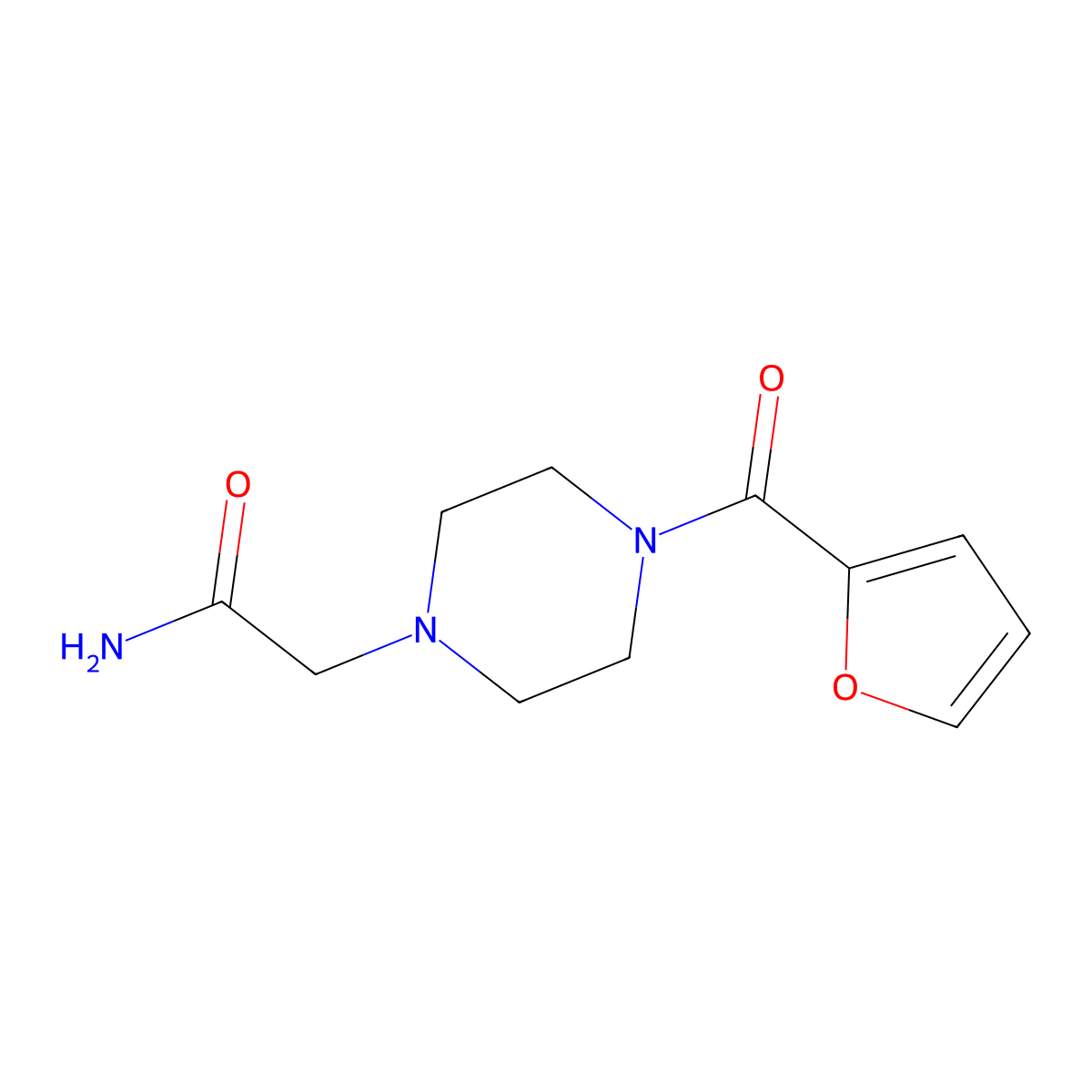 2-[4-(Furan-2-carbonyl)piperazin-1-yl]acetamide molecular structure, CAS 697770-37-9
