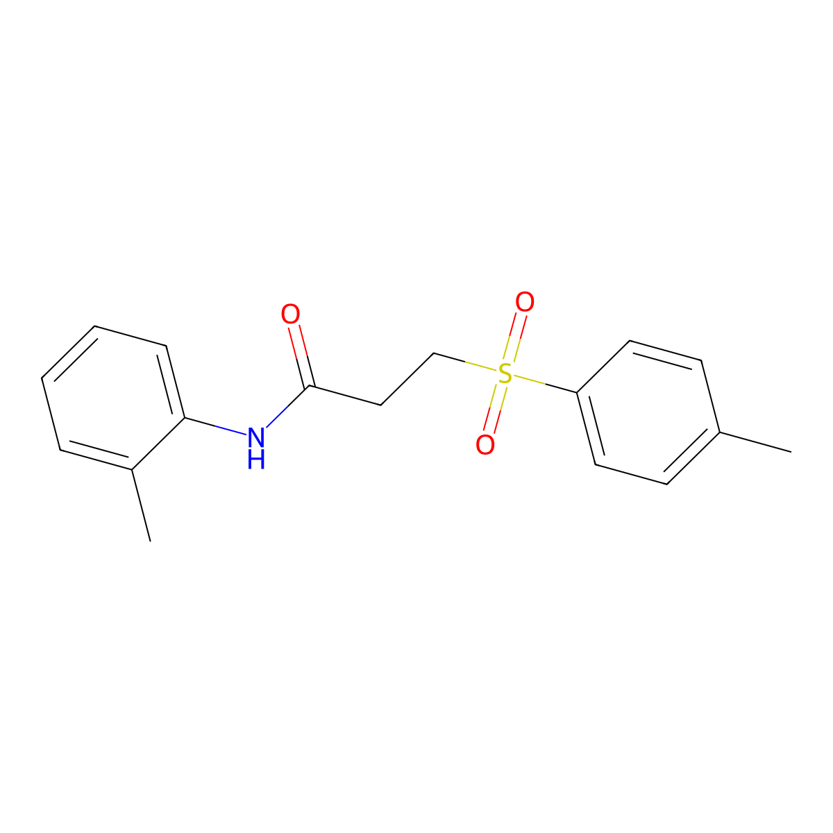 N-(2-methylphenyl)-3-(4-methylphenyl)sulfonylpropanamide molecular structure, CAS 697772-75-1