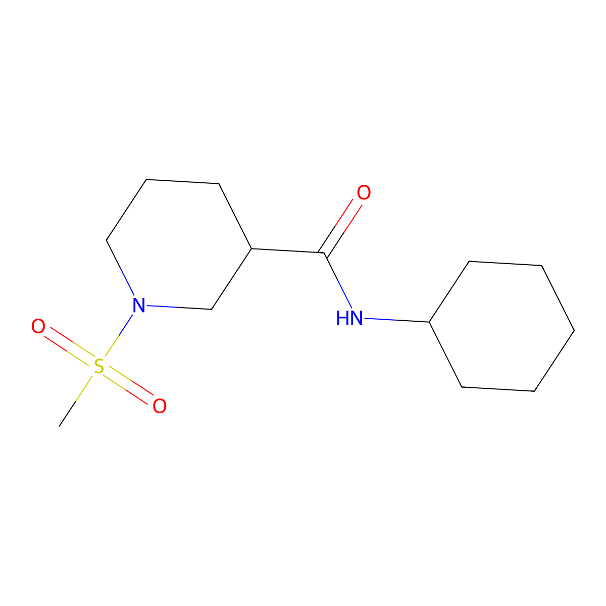 N-cyclohexyl-1-methylsulfonylpiperidine-3-carboxamide molecular structure, CAS 697774-68-8