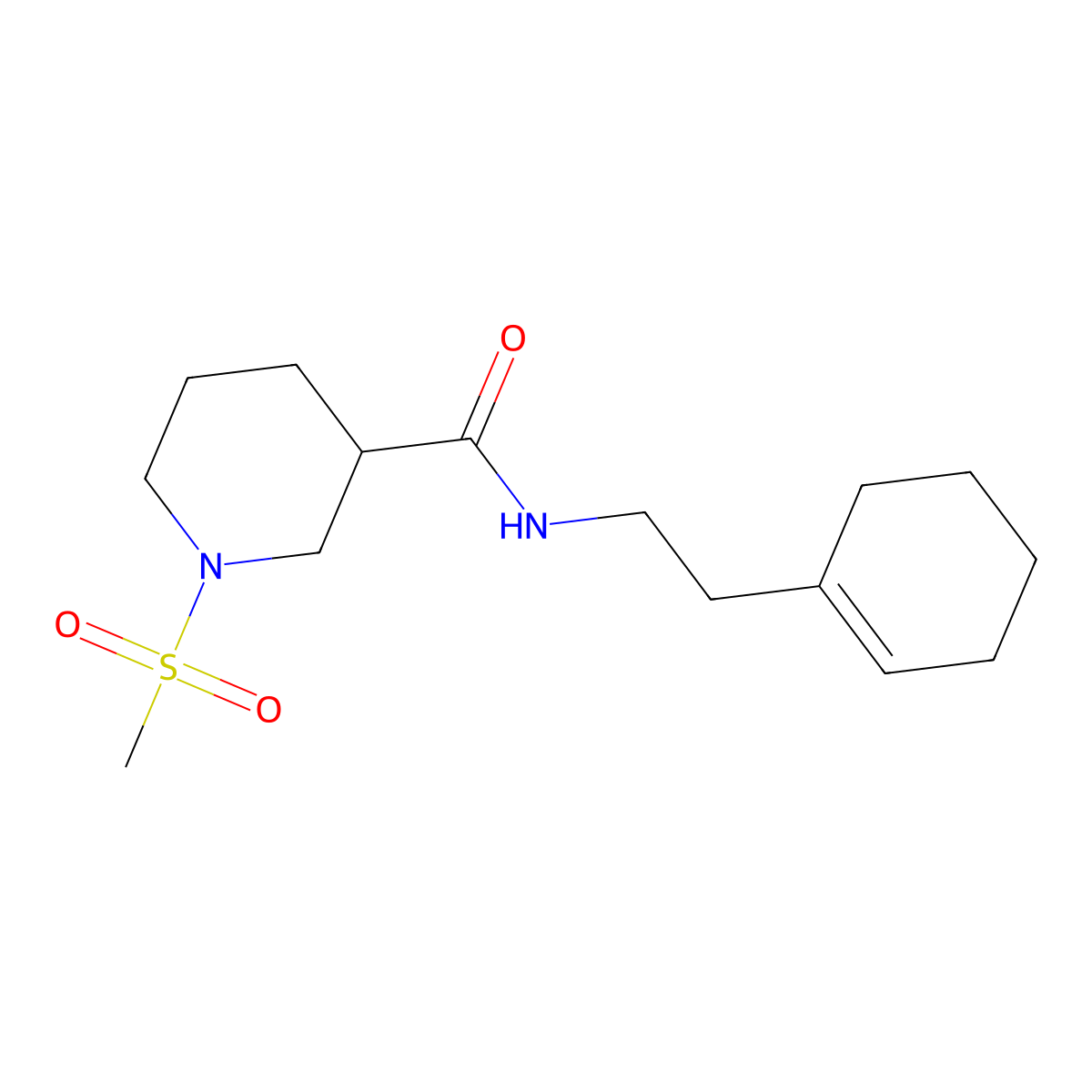 N-[2-(cyclohexen-1-yl)ethyl]-1-methylsulfonylpiperidine-3-carboxamide molecular structure, CAS 697774-70-2