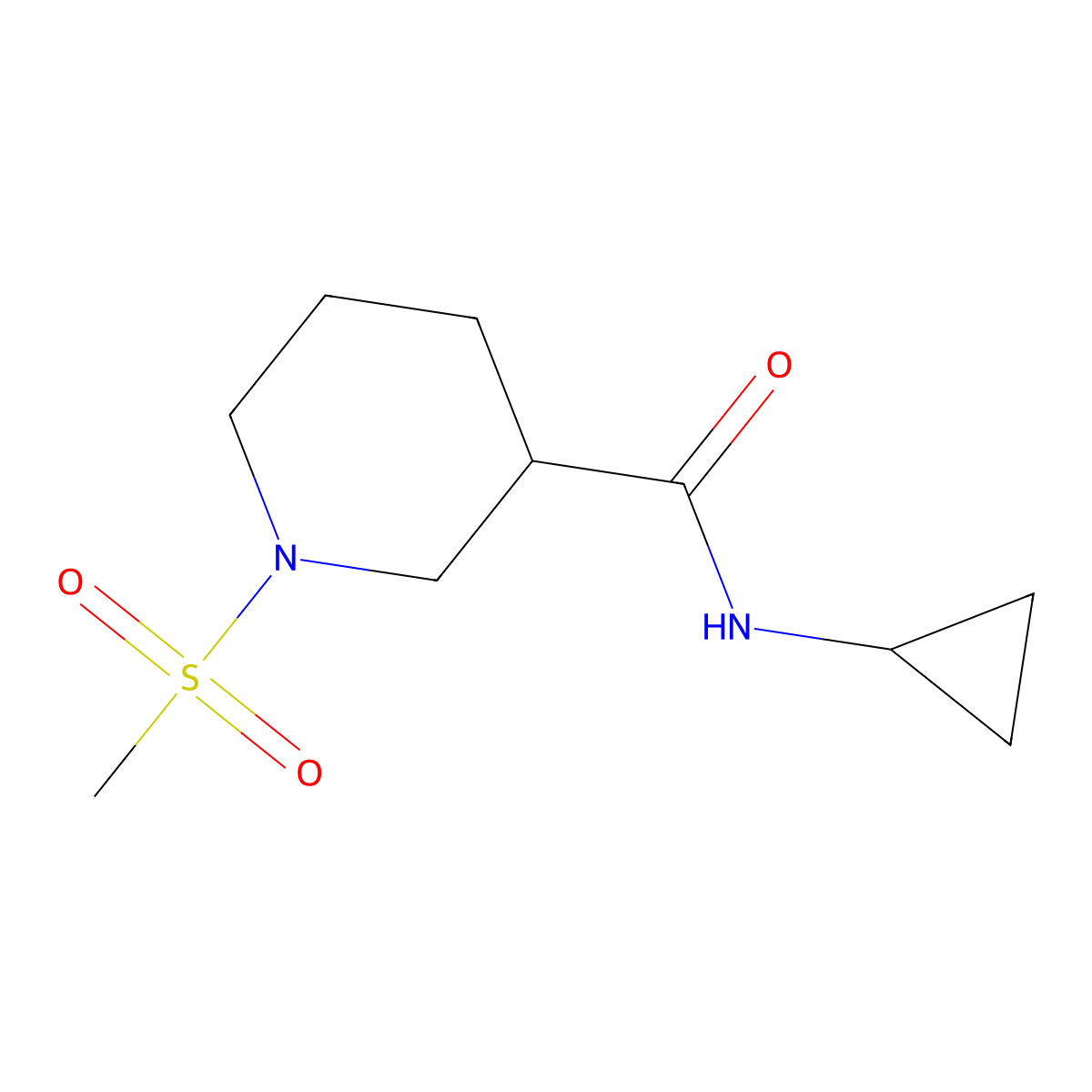 3-Piperidinecarboxamide,N-cyclopropyl-1-(methylsulfonyl)-(9CI) molecular structure, CAS 697774-85-9