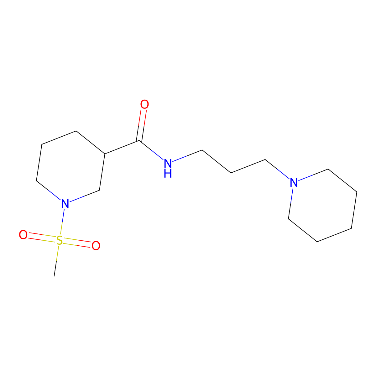 1-methylsulfonyl-N-(3-piperidin-1-ylpropyl)piperidine-3-carboxamide molecular structure, CAS 697777-71-2