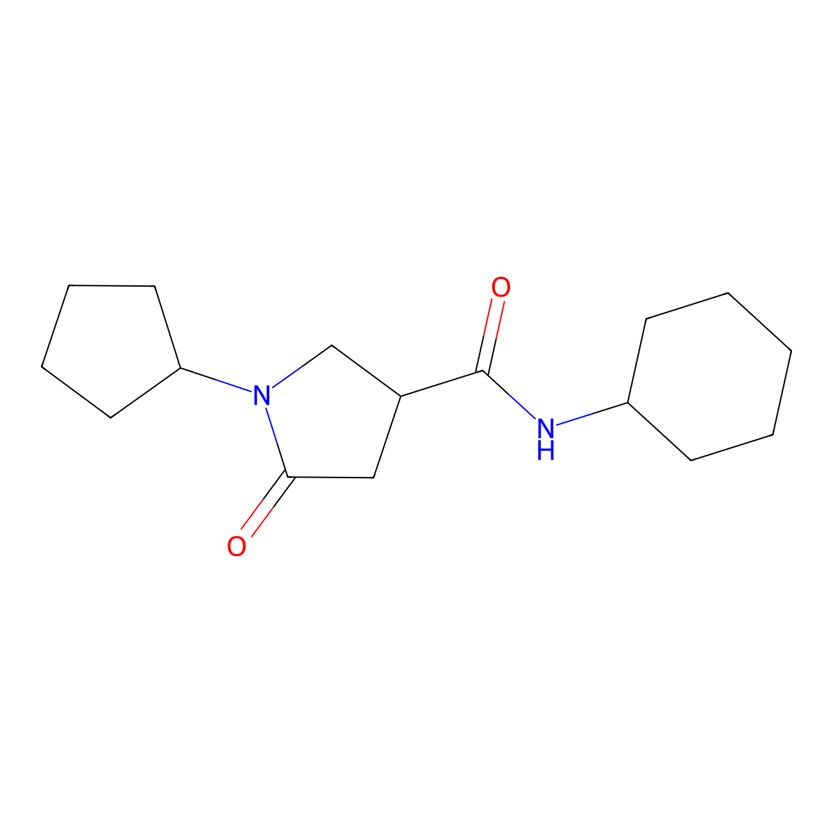 N-cyclohexyl-1-cyclopentyl-5-oxopyrrolidine-3-carboxamide molecular structure, CAS 697780-06-6