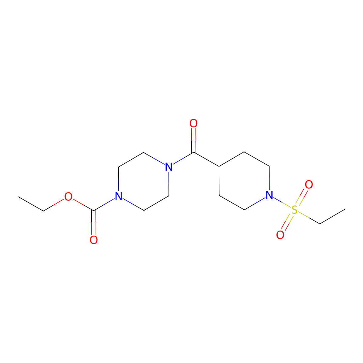 Ethyl 4-{[1-(ethylsulfonyl)piperidin-4-yl]carbonyl}piperazine-1-carboxylate molecular structure, CAS 697780-75-9