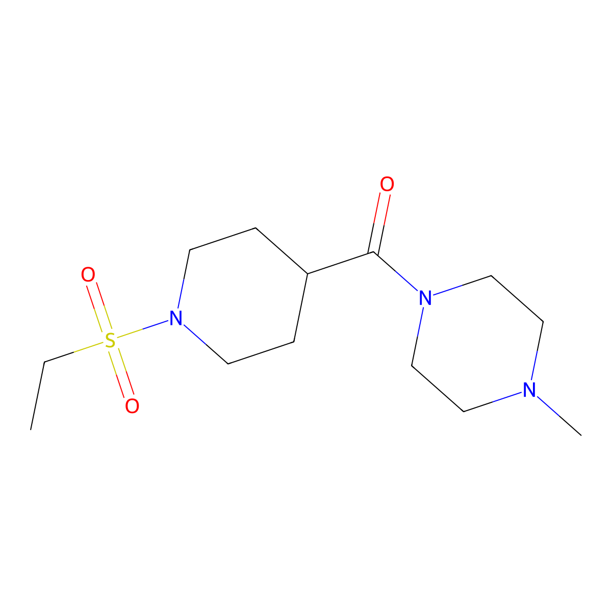 (1-Ethylsulfonylpiperidin-4-yl)-(4-methylpiperazin-1-yl)methanone molecular structure, CAS 697780-78-2