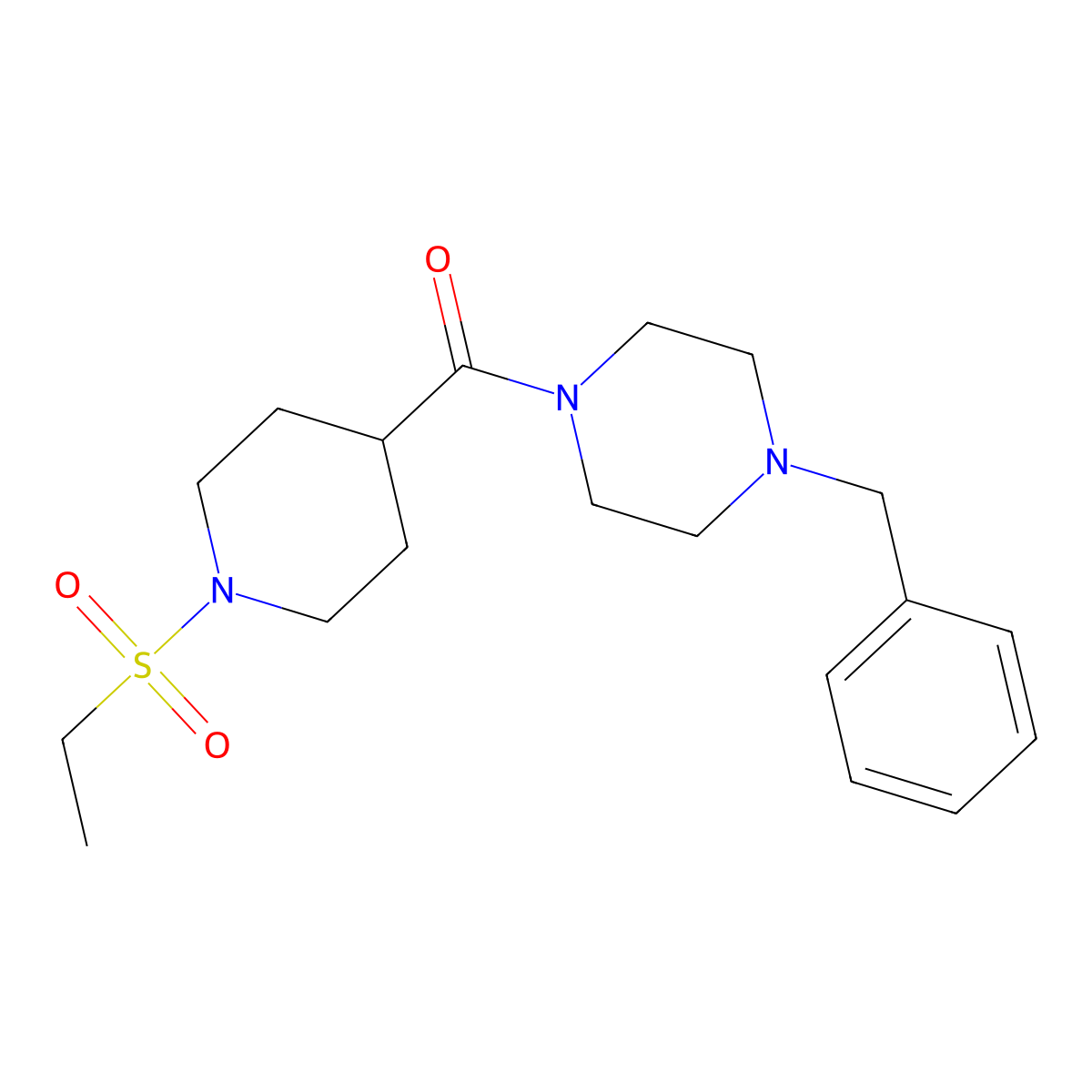 (4-Benzylpiperazin-1-yl)-(1-ethylsulfonylpiperidin-4-yl)methanone molecular structure, CAS 697780-81-7
