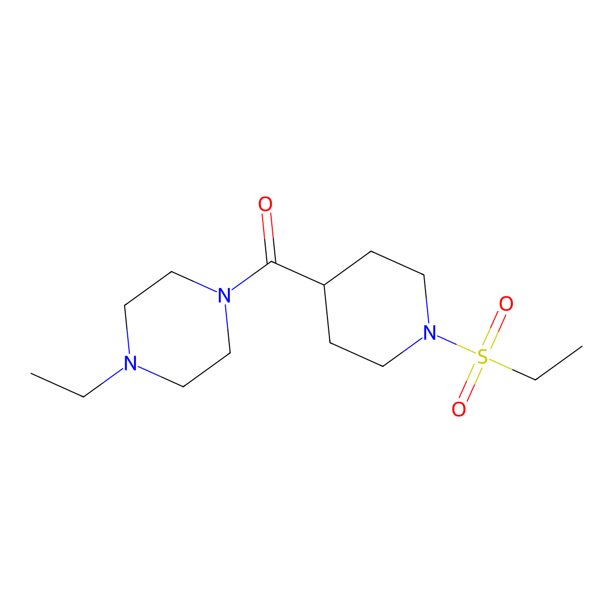 (4-Ethylpiperazin-1-yl)-(1-ethylsulfonylpiperidin-4-yl)methanone molecular structure, CAS 697780-84-0