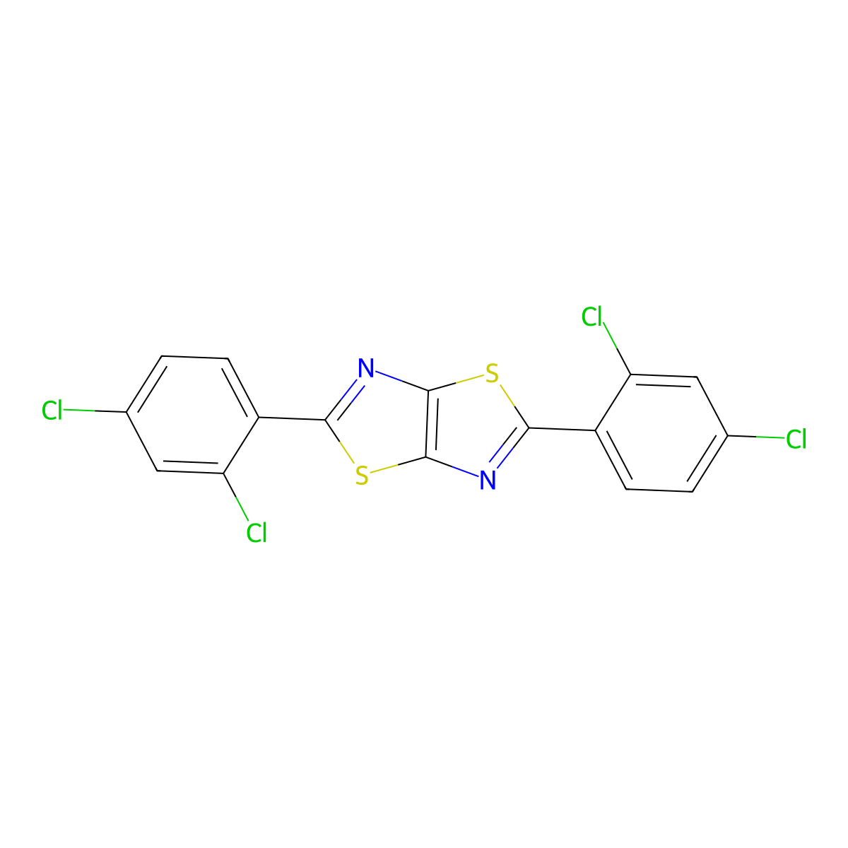 2,5-Bis(2,4-dichlorophenyl)-1,3-thiazolo[5,4-d]1,3-thiazole molecular structure, CAS 697781-82-1