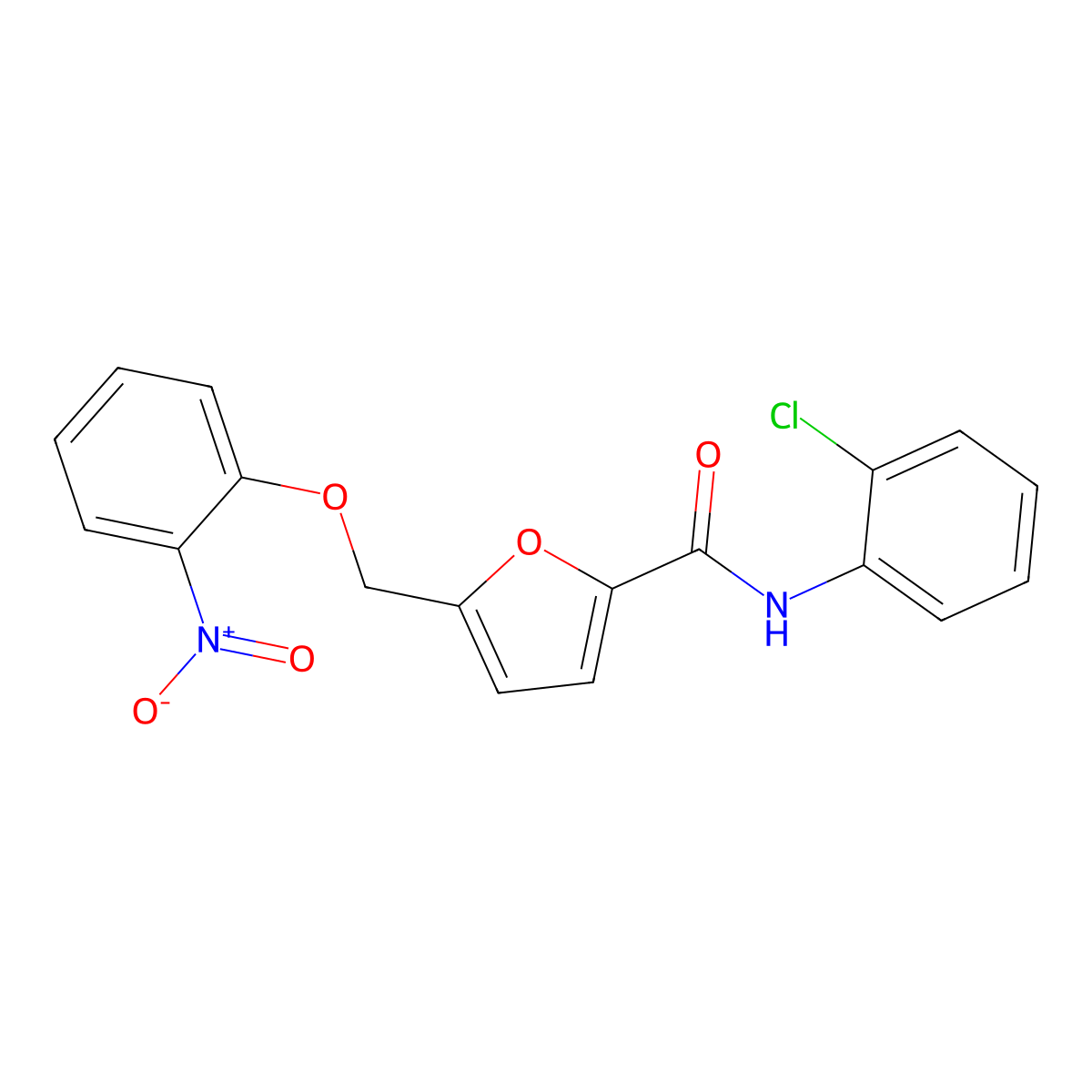 N-(2-chlorophenyl)-5-[(2-nitrophenoxy)methyl]furan-2-carboxamide molecular structure, CAS 697782-67-5
