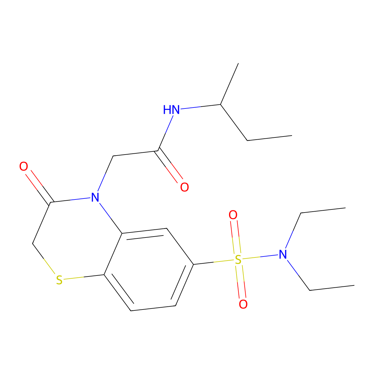 6-[(Diethylamino)sulfonyl]-2,3-dihydro-N-(1-methylpropyl)-3-oxo-4H-1,4-benzothiazine-4-acetamide molecular structure, CAS 697784-34-2