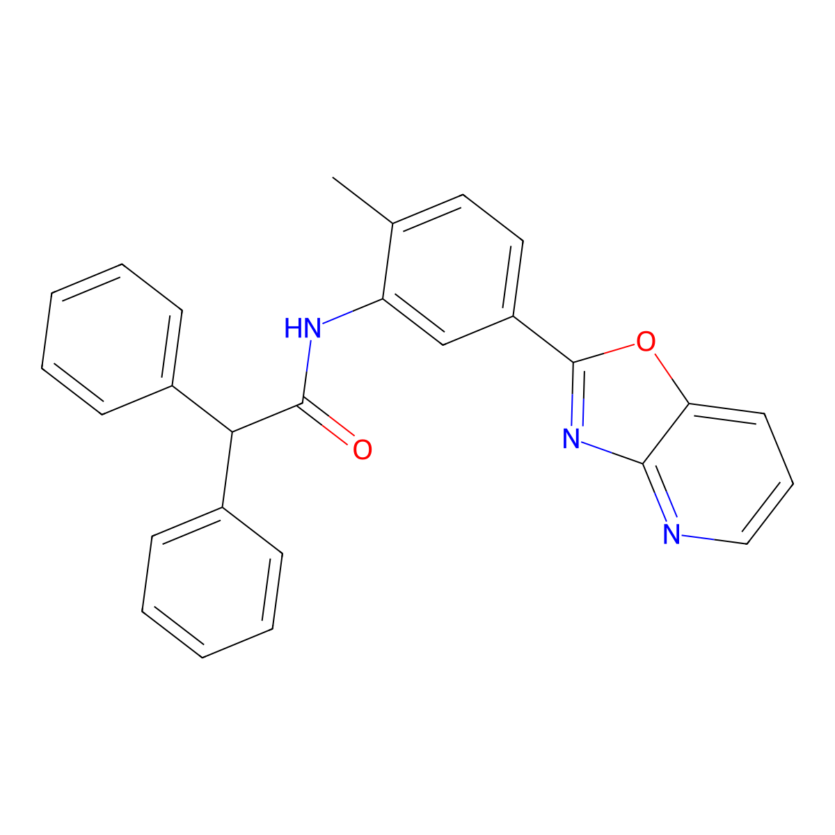 N-[2-methyl-5-([1,3]oxazolo[4,5-b]pyridin-2-yl)phenyl]-2,2-diphenylacetamide molecular structure, CAS 697786-05-3