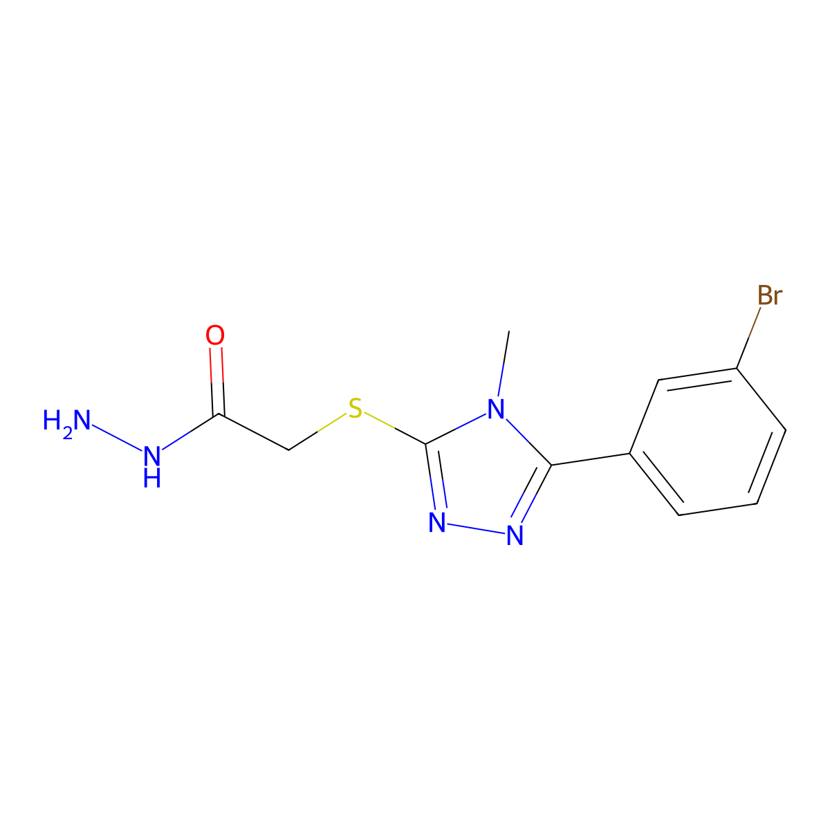 2-{[5-(3-bromophenyl)-4-methyl-4H-1,2,4-triazol-3-yl]thio}acetohydrazide molecular structure, CAS 697787-28-3