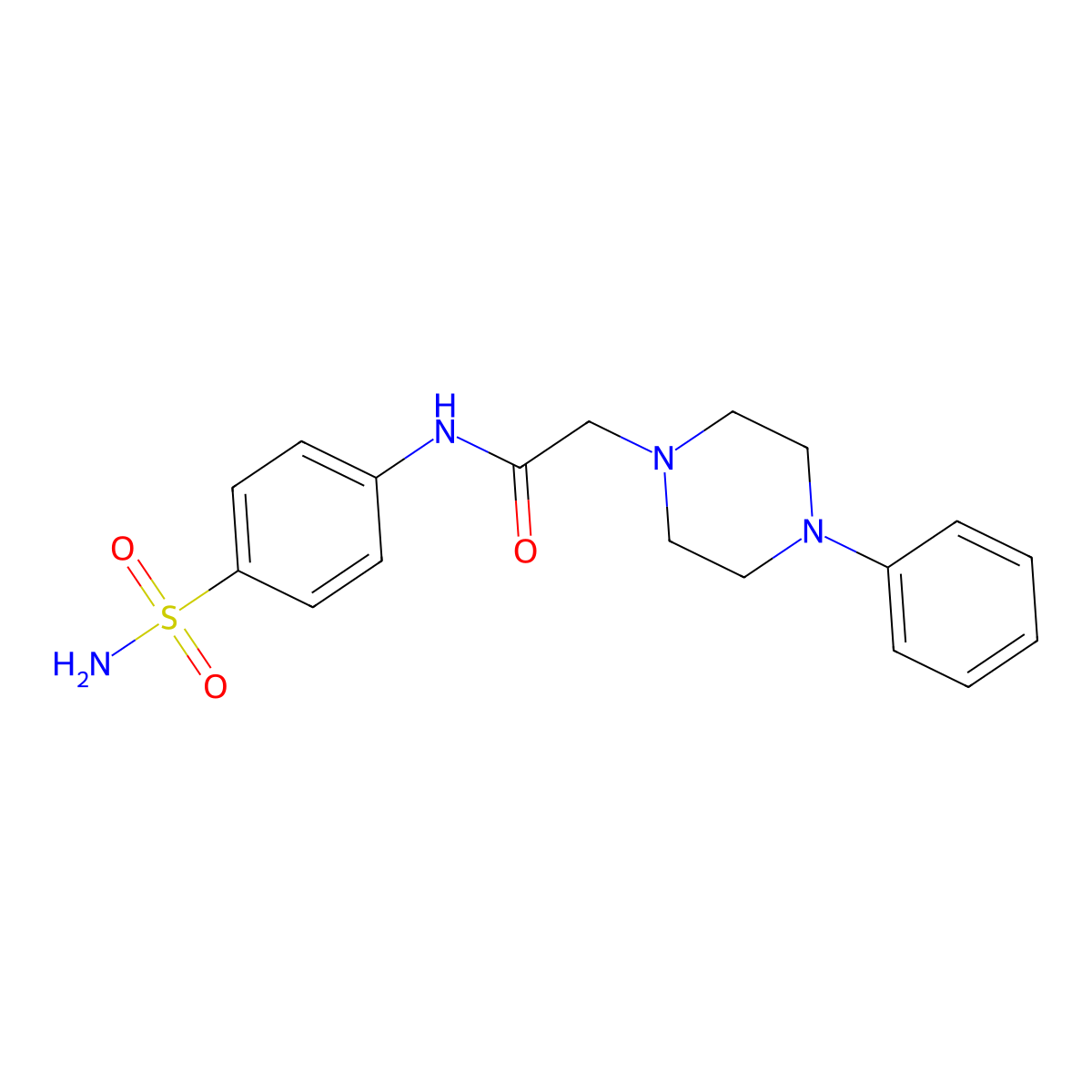 2-(4-phenylpiperazin-1-yl)-N-(4-sulfamoylphenyl)acetamide molecular structure, CAS 697787-30-7
