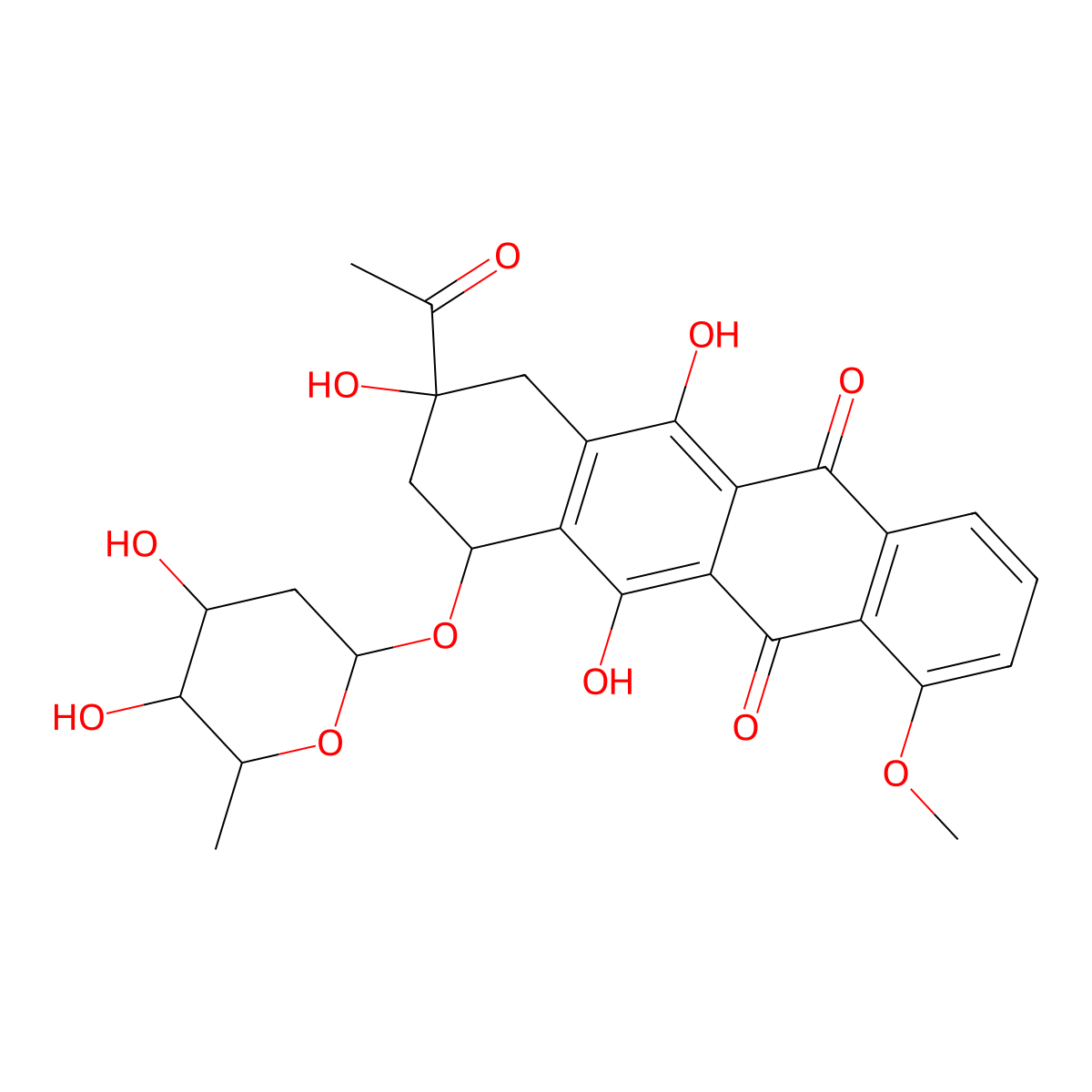 3'-Deamino-3'-hydroxydaunorubicin molecular structure, CAS 69779-23-3