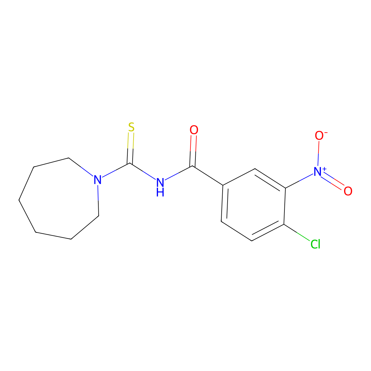 N-(azepane-1-carbothioyl)-4-chloro-3-nitro-benzamide molecular structure, CAS 6978-19-4