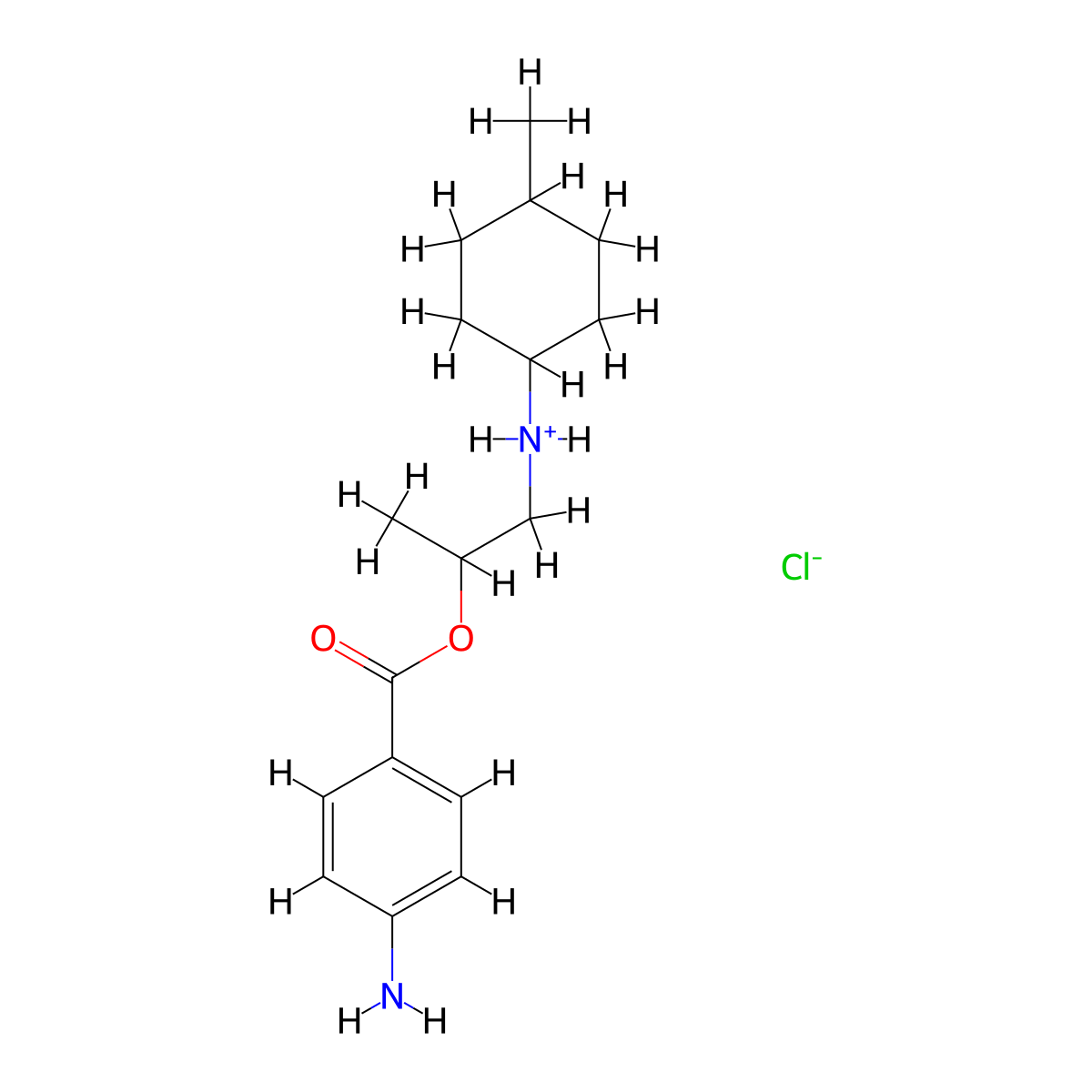 Benzoic acid, p-amino-, 1-methyl-2-((4-methylcyclohexyl)amino)ethyl ester hydrochloride molecular structure, CAS 69780-90-1