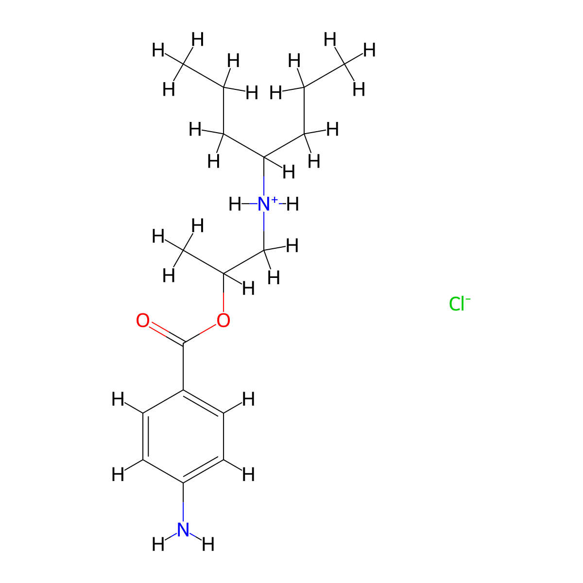 Benzoic acid, p-amino-, 1-methyl-2-((1-propylbutyl)amino)ethyl ester, hydrochloride molecular structure, CAS 69780-91-2