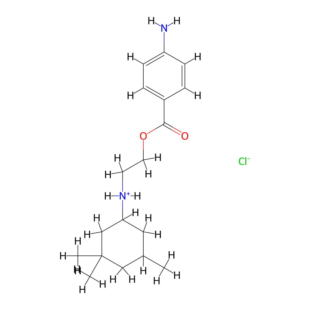 Benzoic acid, p-amino-, 2-((3,3,5-trimethylcyclohexyl)amino)ethyl ester, hydrochloride molecular structure, CAS 69780-94-5