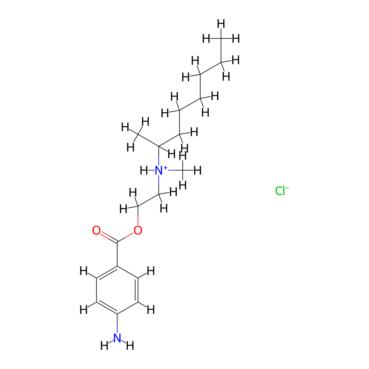 2-(Methyl(octan-2-yl)amino)ethyl 4-aminobenzoate--hydrogen chloride (1/1) molecular structure, CAS 69780-95-6