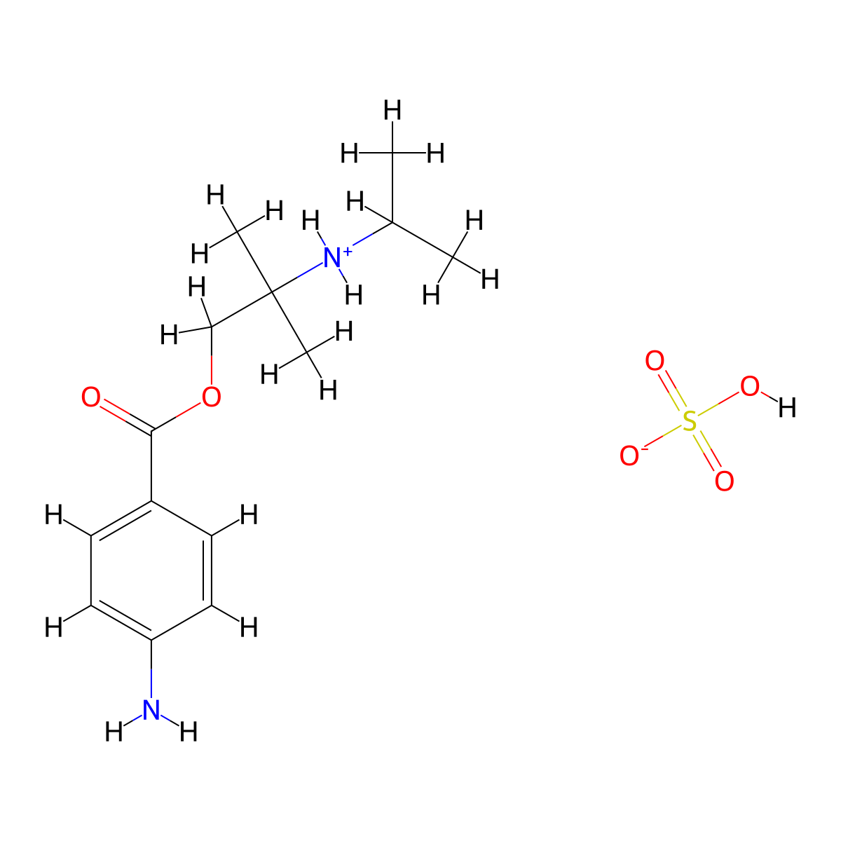 Benzoic acid, m-amino-, (2-(isopropylamino)-2-methyl)propyl ester, hydrogen sulfate molecular structure, CAS 69781-20-0