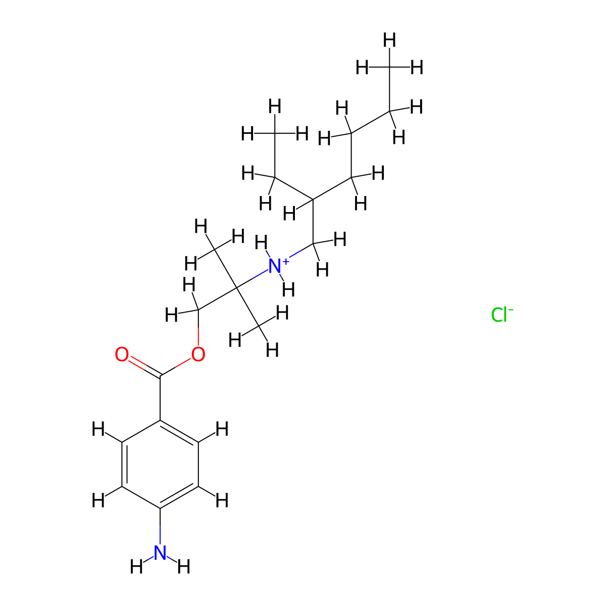 Benzoic acid, p-amino-, (2-(2-ethylhexylamino)-2-methyl)propyl ester, hydrochloride molecular structure, CAS 69781-34-6