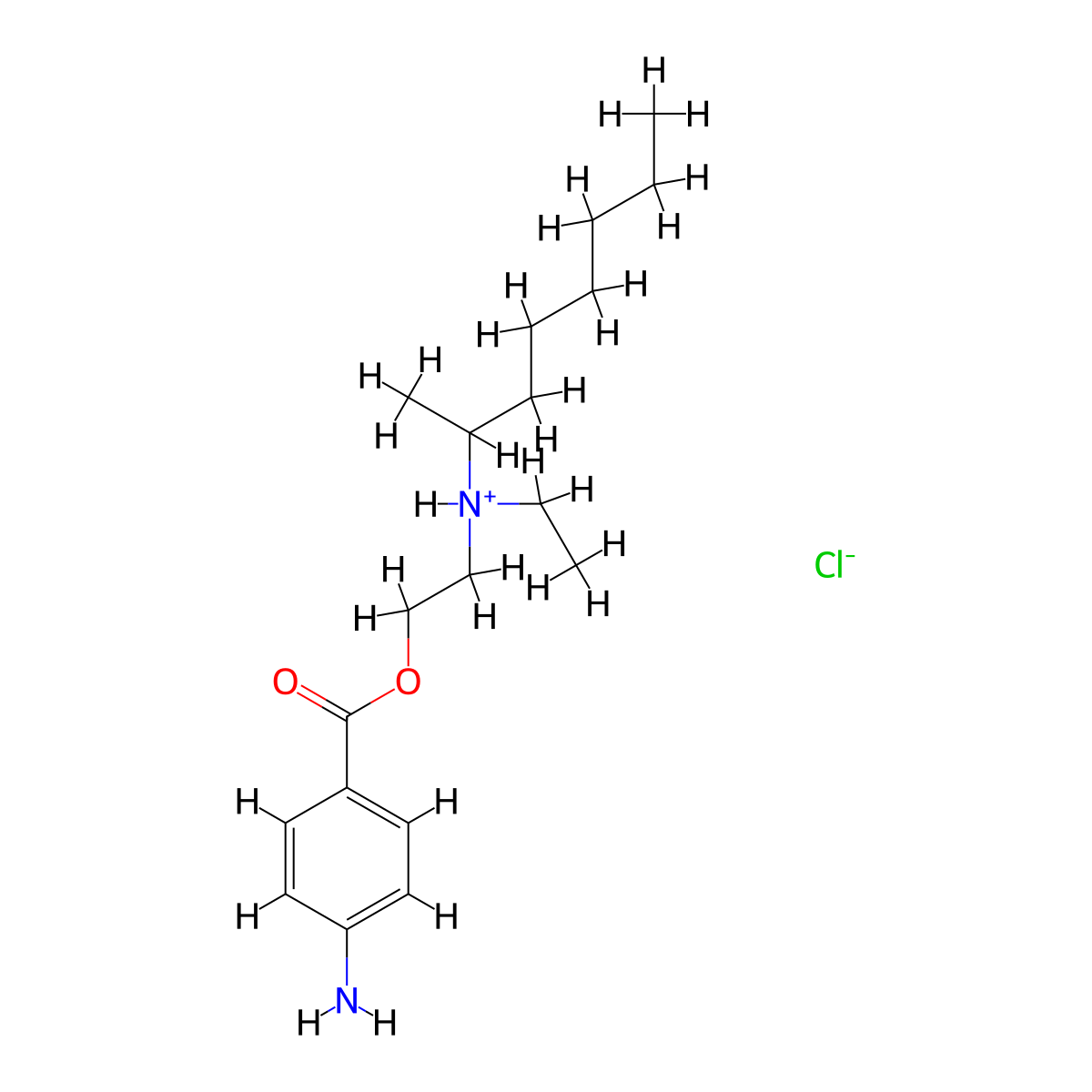 Benzoic acid, p-amino-, 2-(N-ethyl-N-(1-methylheptyl)amino)ethyl ester, hydrochloride molecular structure, CAS 69781-35-7