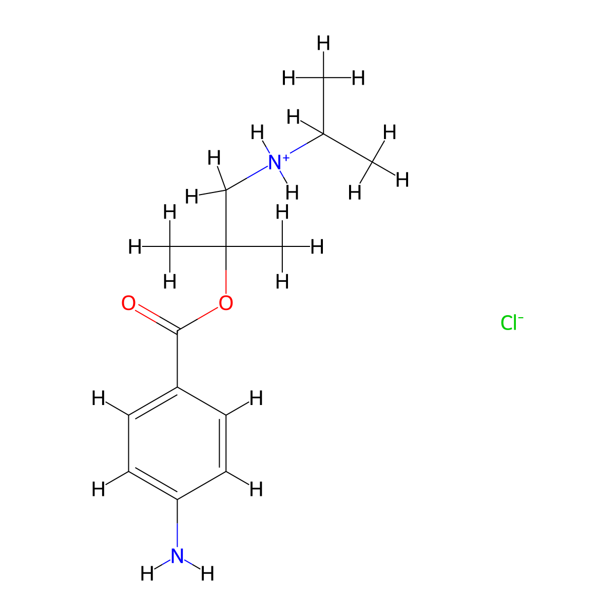 Benzoic acid, p-amino-, 1,1-dimethyl-2-(isopropylamino)ethyl ester, hydrochloride molecular structure, CAS 69781-36-8
