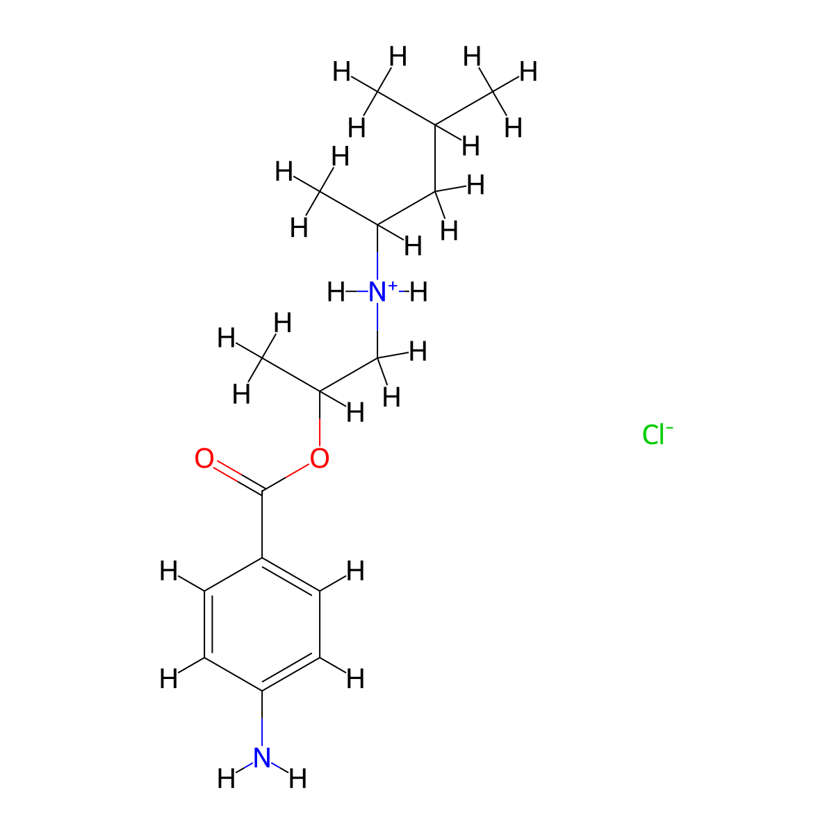 Benzoic acid, p-amino-, (2-((1,3-dimethylbutyl)amino)-1-methyl)ethyl ester, hydrochloride molecular structure, CAS 69781-45-9