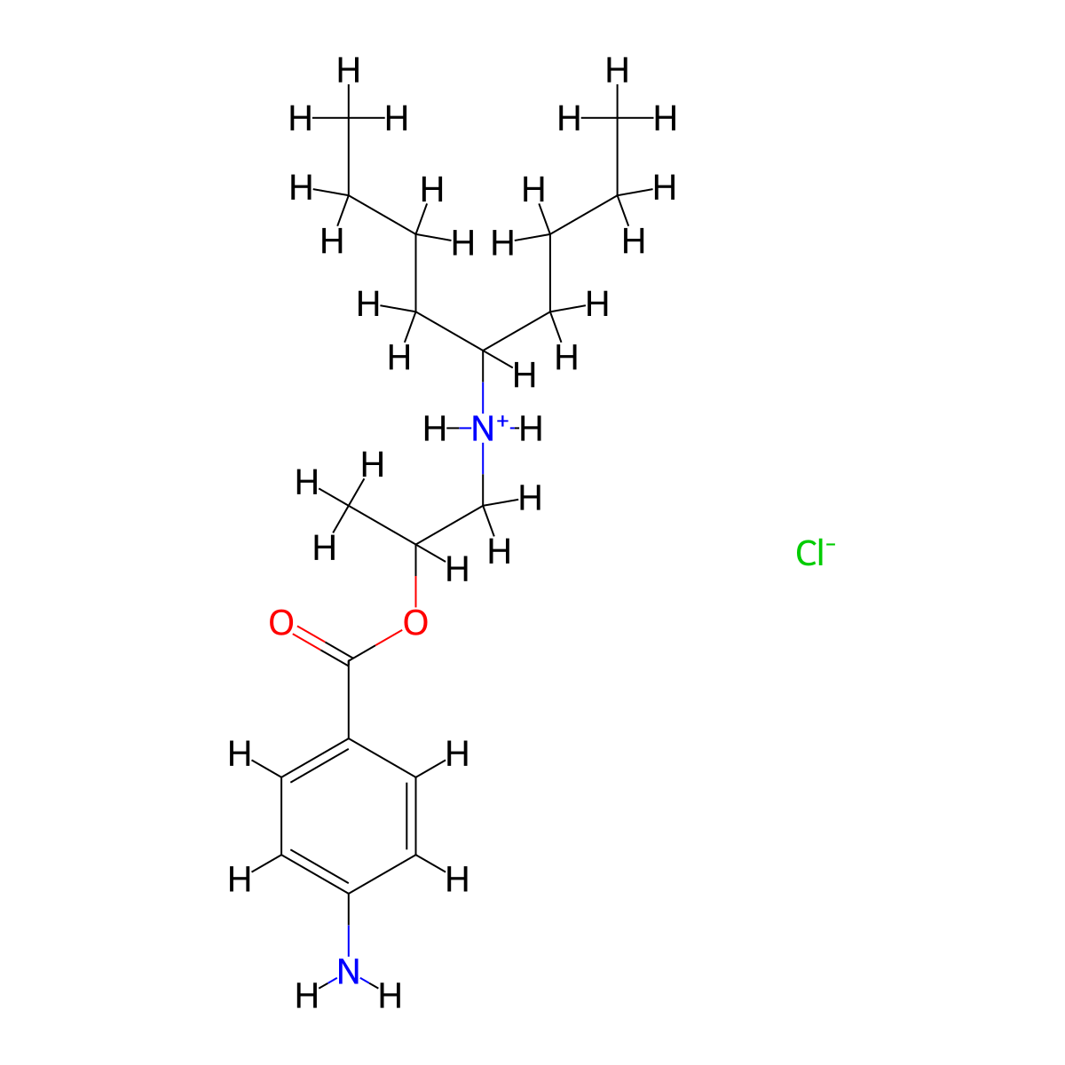 Benzoic acid, p-amino-, (2-((1-butylpentyl)amino)-1-methyl)ethyl ester, hydrochloride molecular structure, CAS 69781-73-3