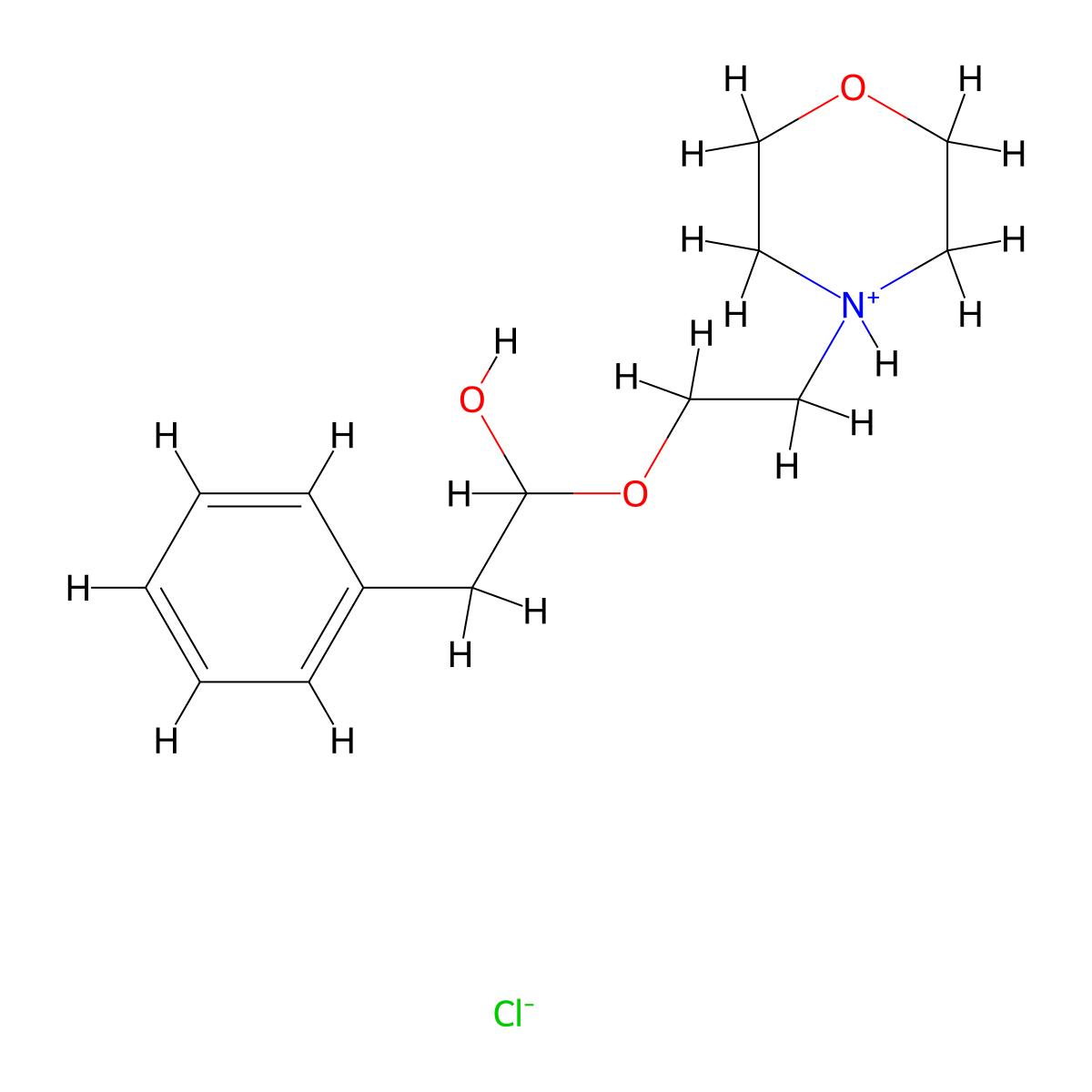Acetic acid, 2-phenyl-, (2-morpholinoethyl) ester, hydrochloride, hydrate molecular structure, CAS 69781-82-4