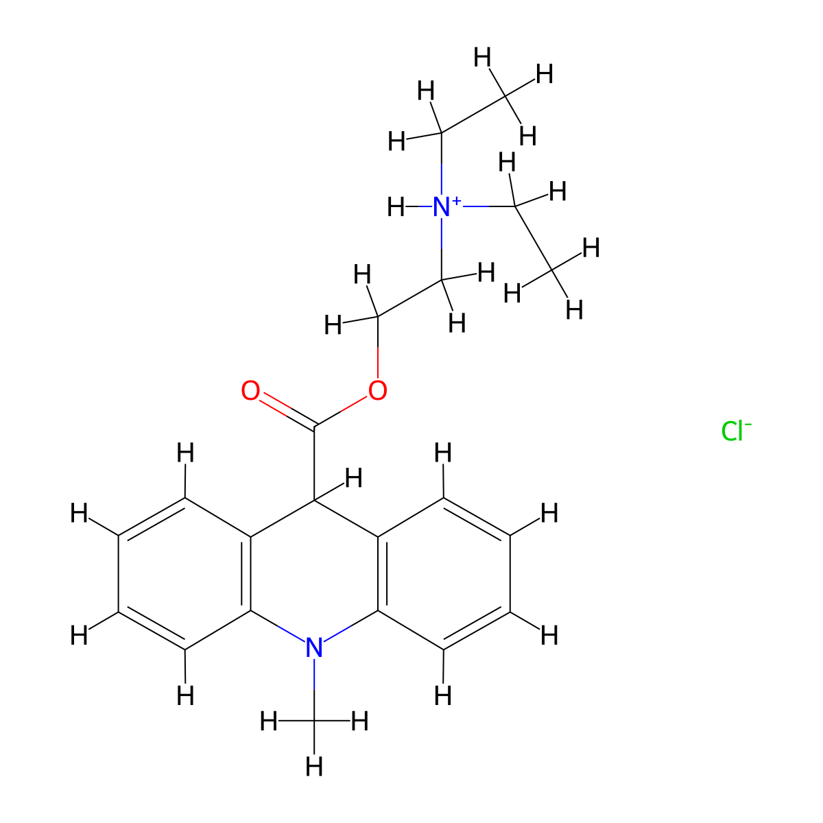 2-(Diethylamino)ethyl 10-methyl-9,10-dihydroacridine-9-carboxylate--hydrogen chloride (1/1) molecular structure, CAS 69781-84-6