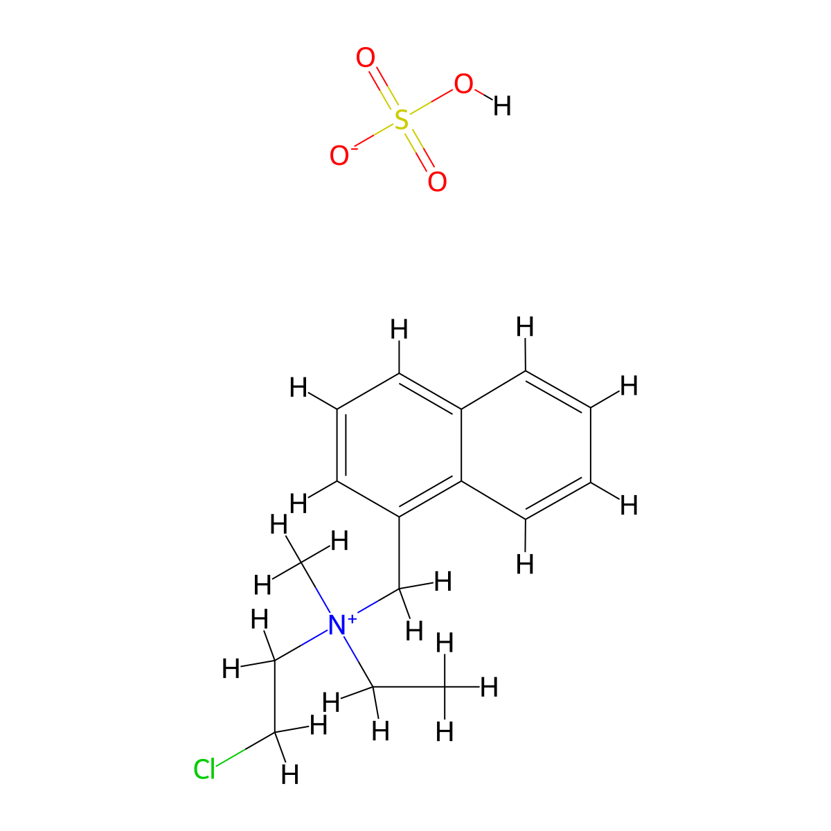 Ammonium, (2-chloroethyl)ethylmethyl(naphthylmethyl)-, methyl sulfate molecular structure, CAS 69781-88-0