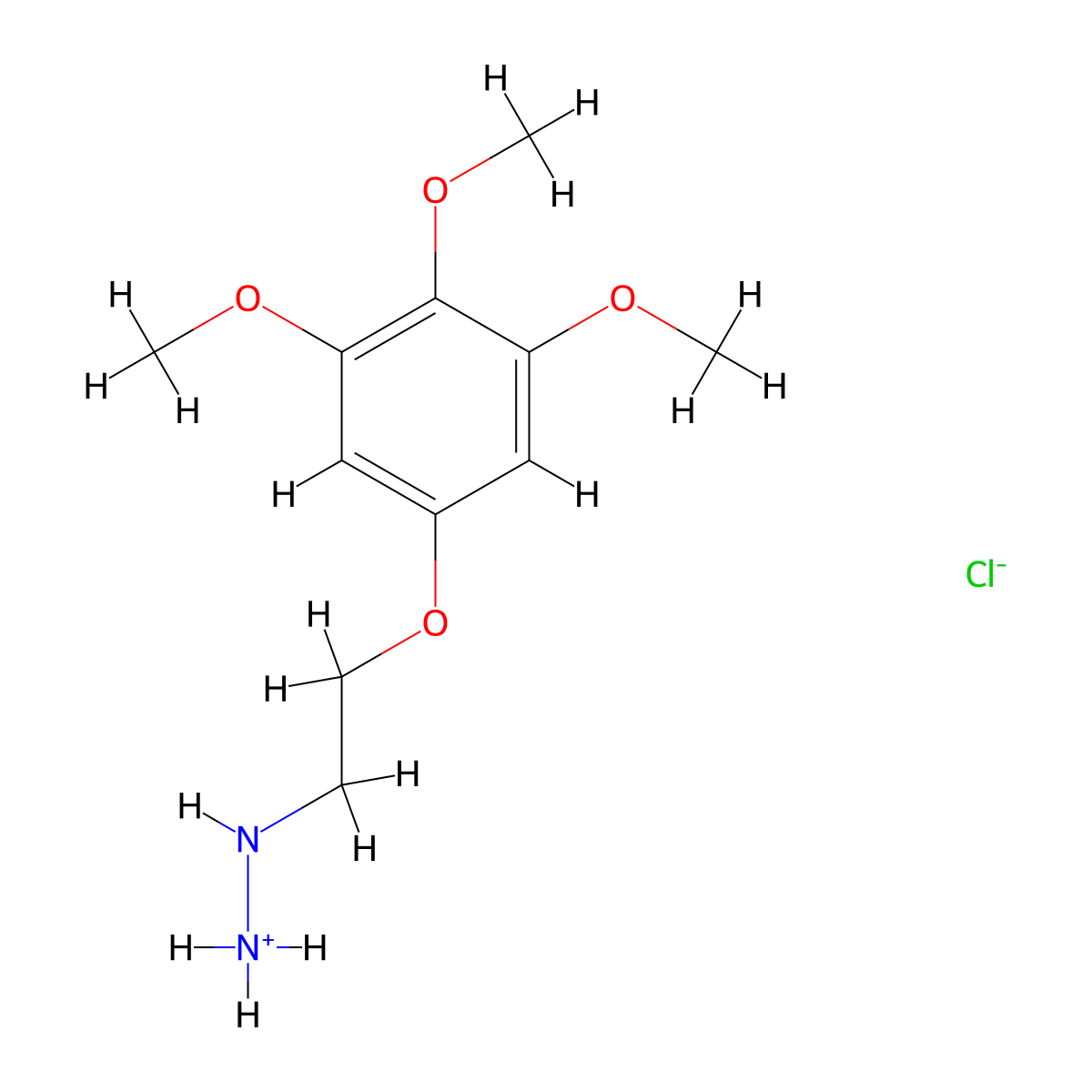 Hydrazine, (2-(3,4,5-trimethoxyphenoxy)ethyl)-, hydrochloride molecular structure, CAS 69781-90-4
