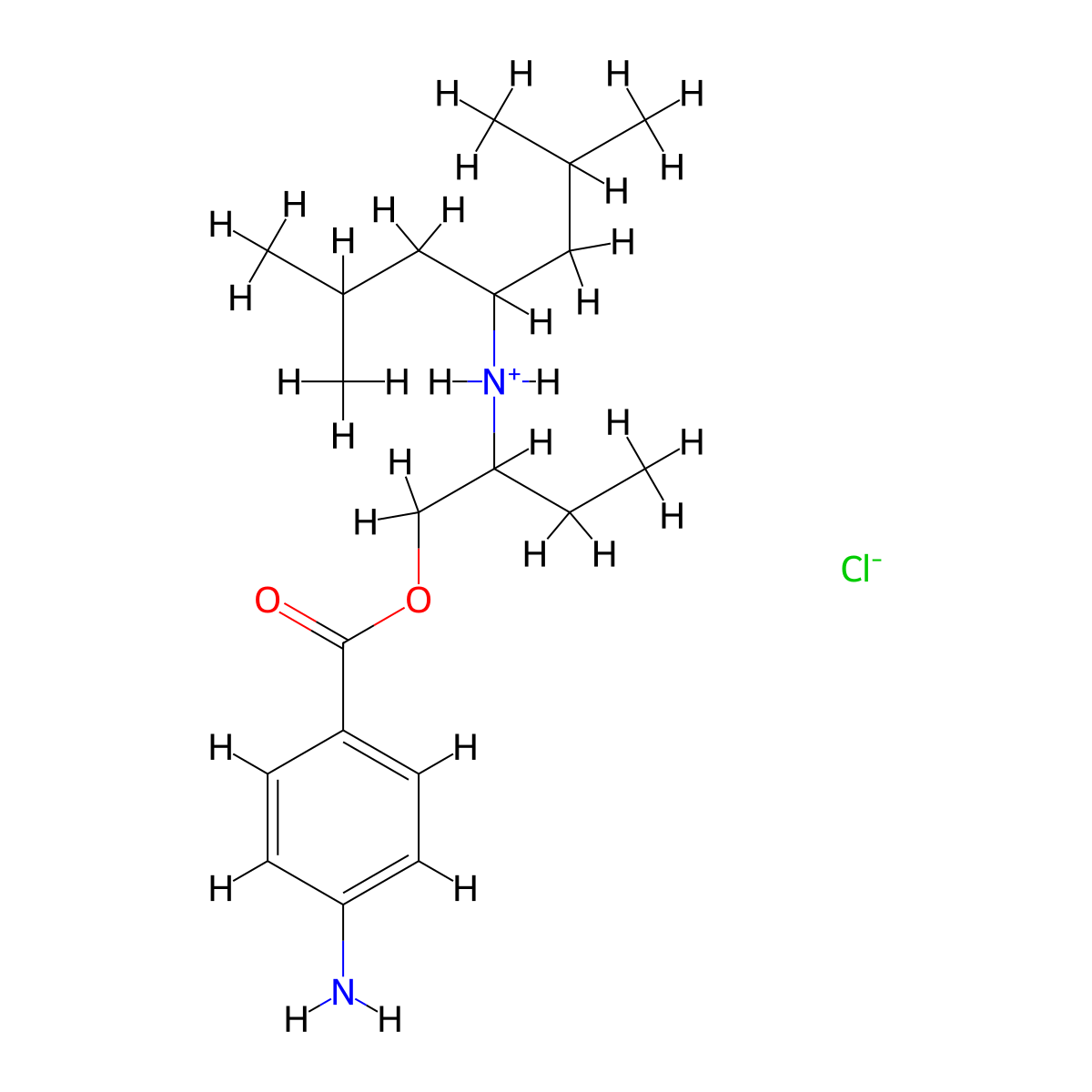Benzoic acid, p-amino-, 2-(1-isobutyl-3-methylbutylamino)butyl ester, hydrochloride molecular structure, CAS 69782-57-6