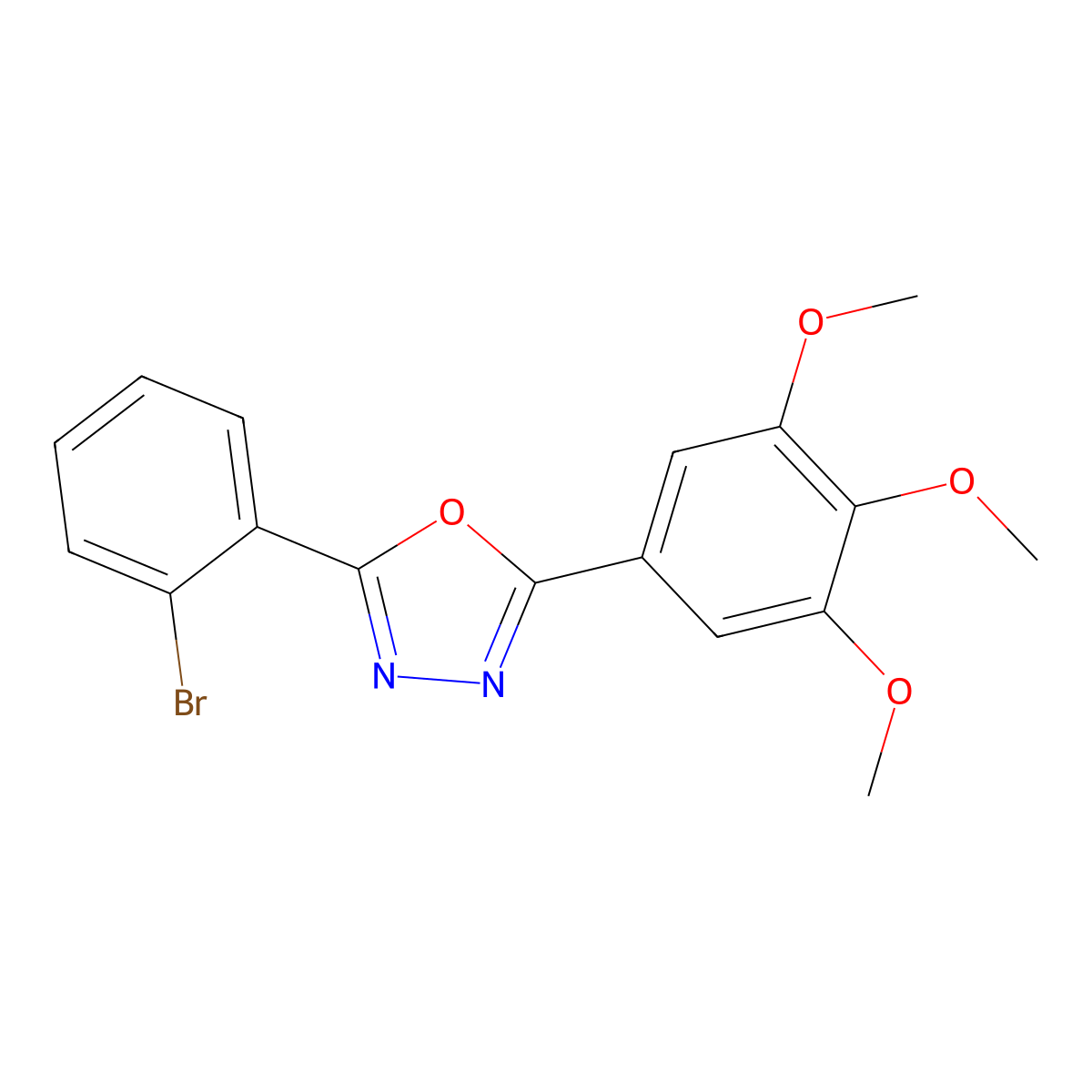 2-(2-Bromophenyl)-5-(3,4,5-trimethoxyphenyl)-1,3,4-oxadiazole molecular structure, CAS 69785-74-6