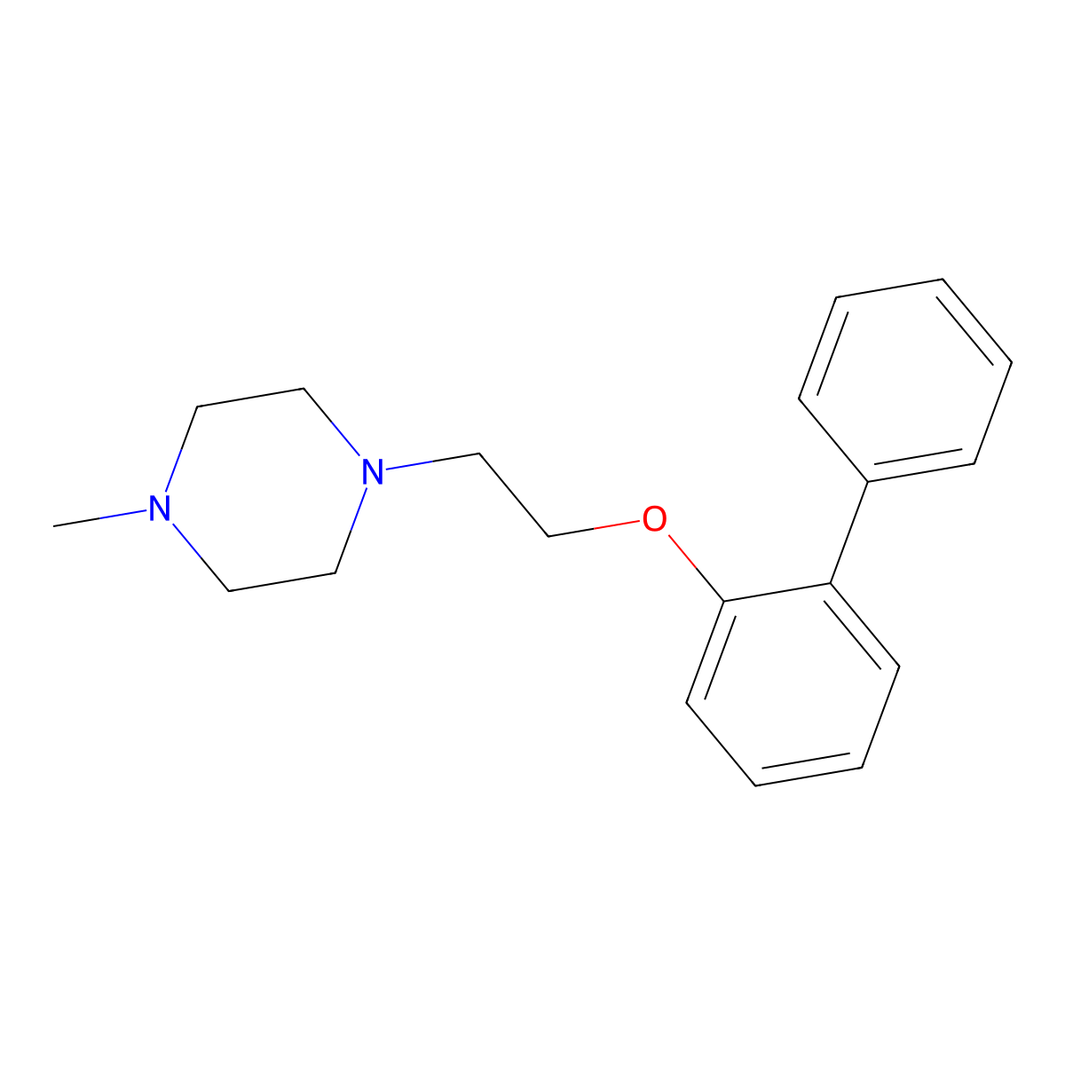 1-Methyl-4-[2-(2-phenylphenoxy)ethyl]piperazine molecular structure, CAS 6979-78-8