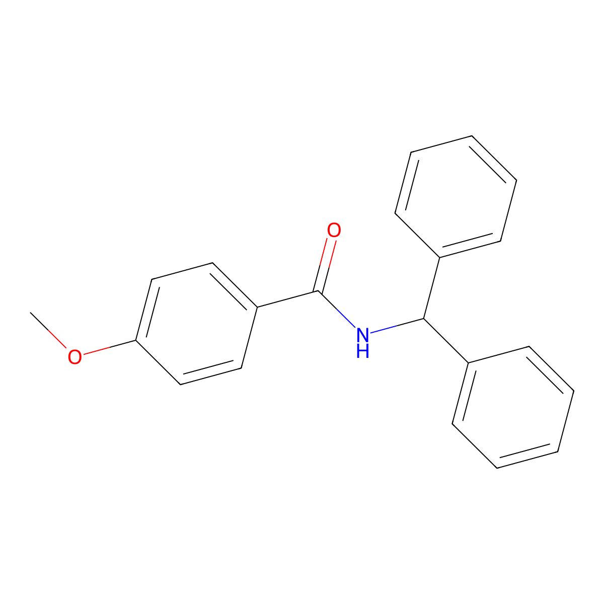Benzamide, N-(diphenylmethyl)-4-methoxy- molecular structure, CAS 69790-46-1