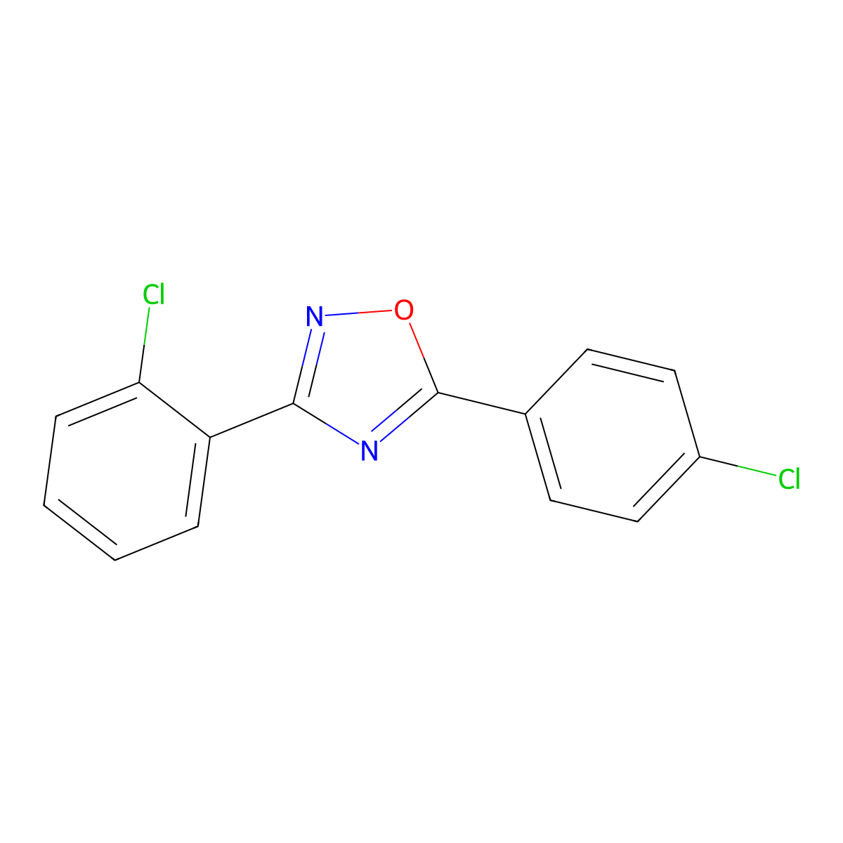 3-(2-Chlorophenyl)-5-(4-chlorophenyl)-1,2,4-oxadiazole molecular structure, CAS 69792-83-2