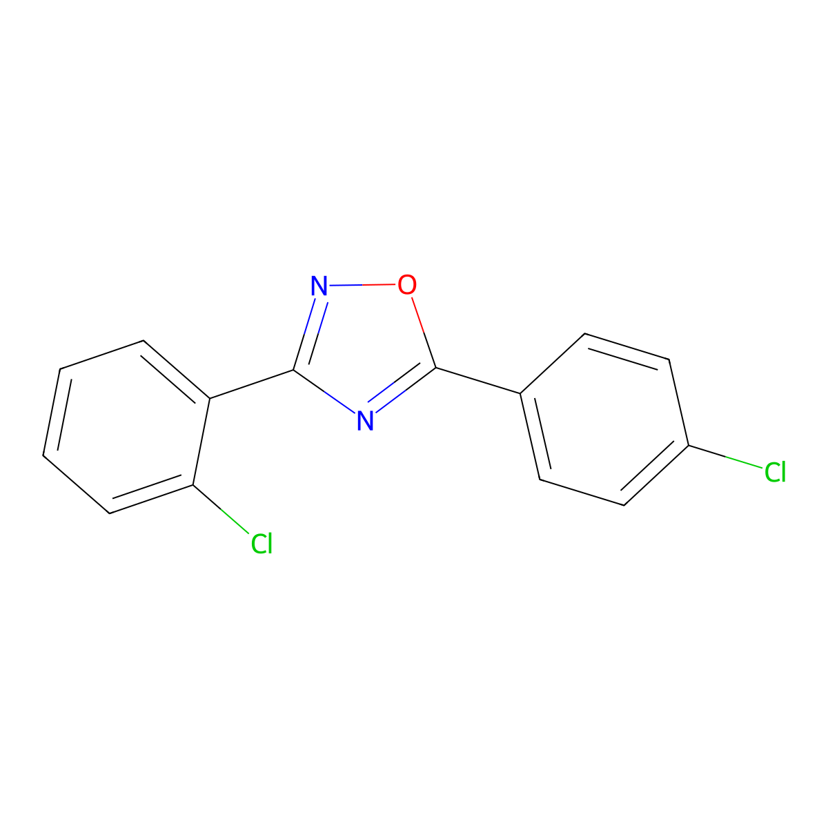 3-(2-Chlorophenyl)-5-(4-chlorophenyl)-1,2,4-oxadiazole molecular structure, CAS 69792-83-2