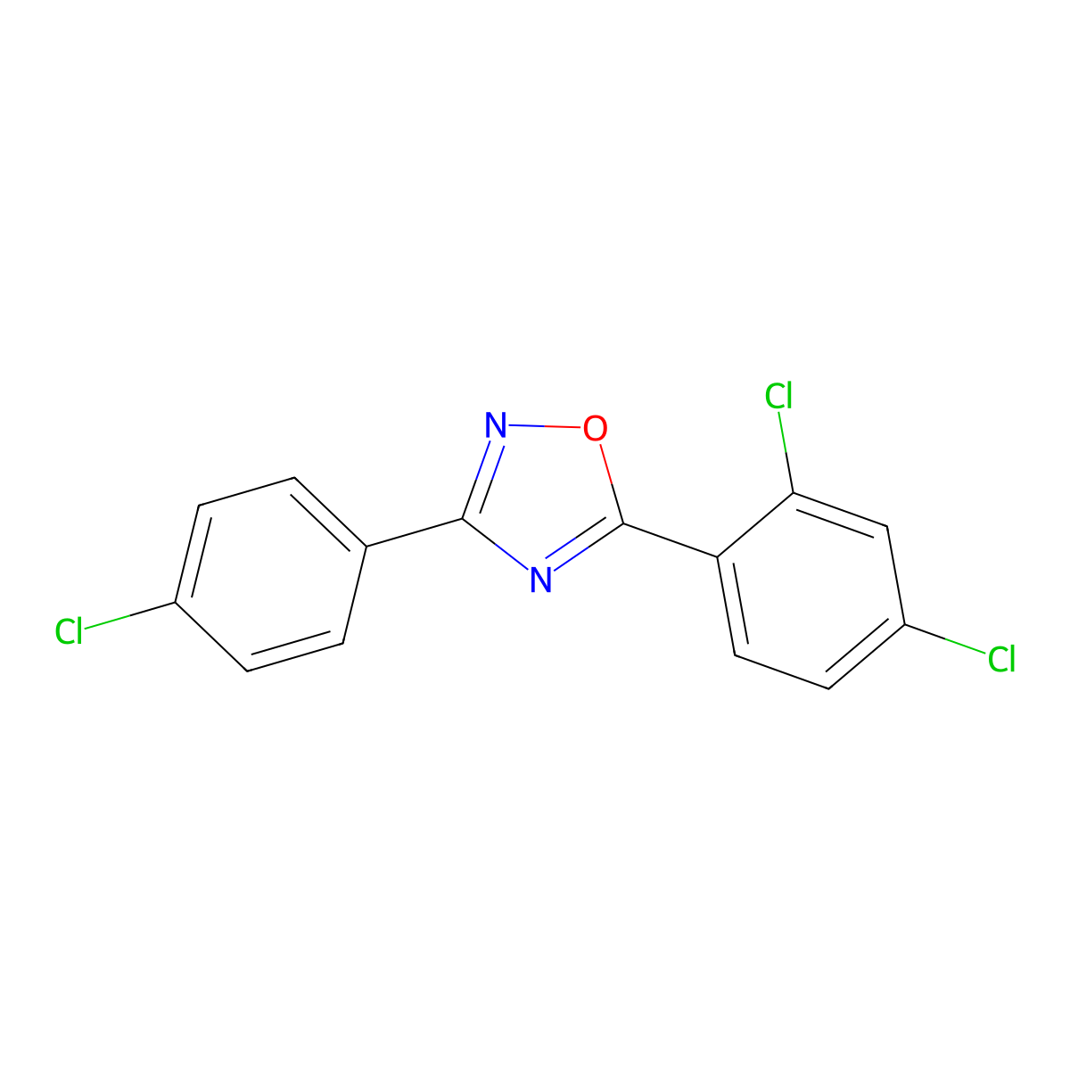 3-(4-Chlorophenyl)-5-(2,4-dichlorophenyl)-1,2,4-oxadiazole molecular structure, CAS 69792-85-4