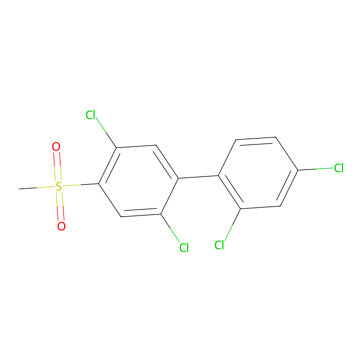 1,1'-Biphenyl, 2,2',4',5-tetrachloro-4-(methylsulfonyl)- molecular structure, CAS 69797-52-0