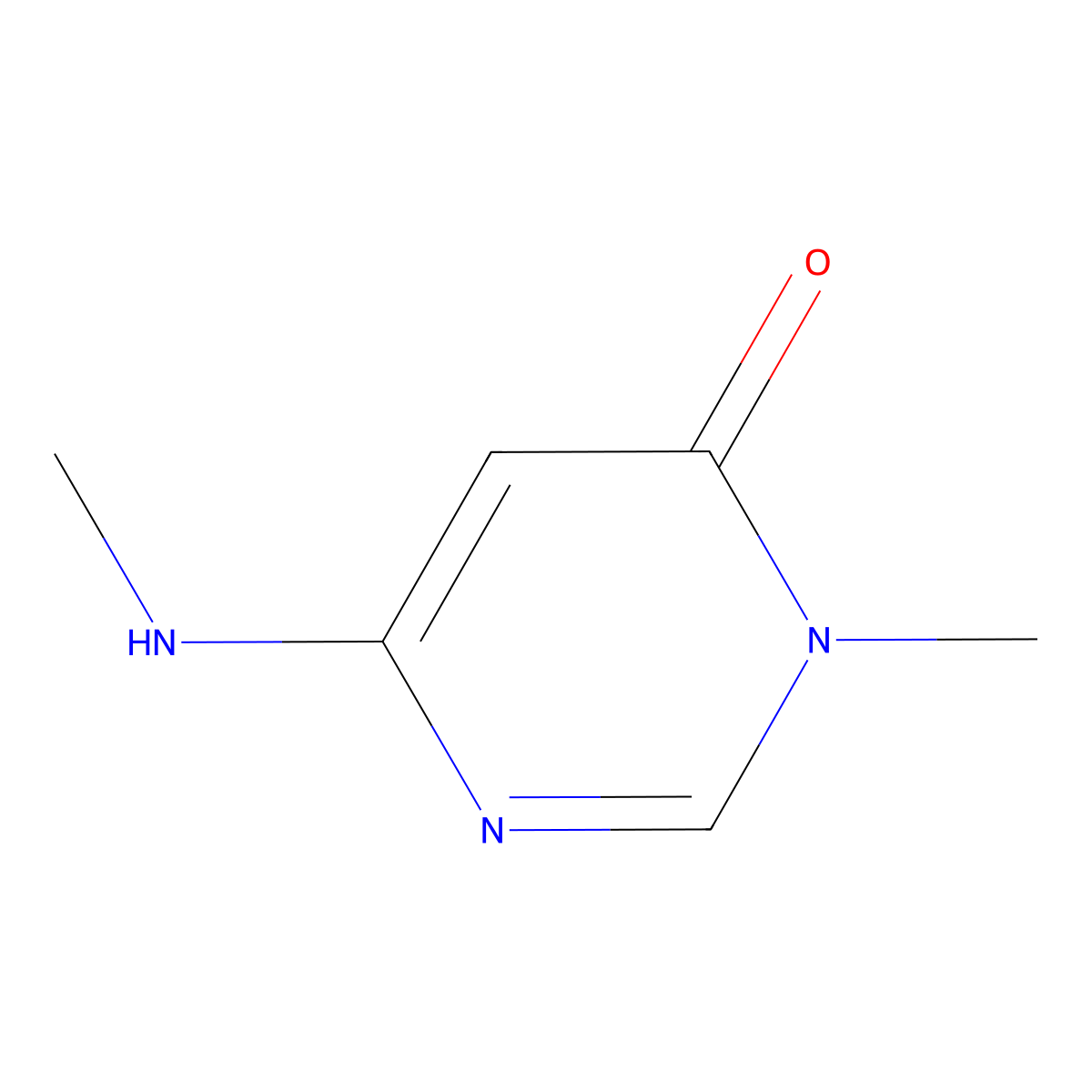 3-Methyl-6-(methylamino)-4(3H)-pyrimidinone molecular structure, CAS 698-82-8