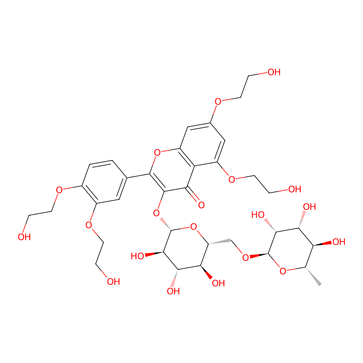 Tetra-o-(beta-hydroxyethyl)rutoside molecular structure, CAS 6980-20-7