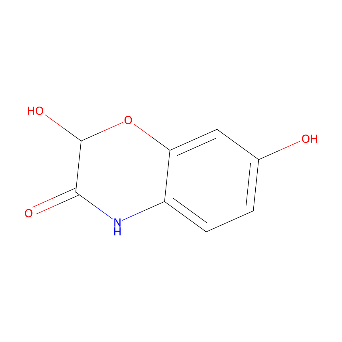 2,7-Dihydroxy-2H-1,4-benzoxazin-3(4H)-one molecular structure, CAS 69804-59-7