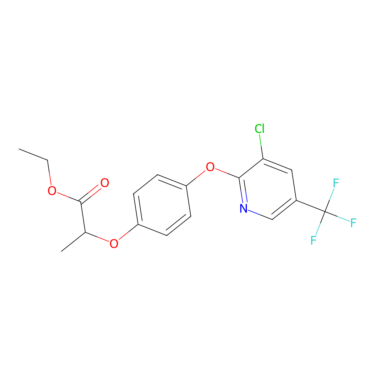 Ethyl 2-(4-((3-chloro-5-(trifluoromethyl)pyridin-2-yl)oxy)phenoxy)propanoate molecular structure, CAS 69806-42-4