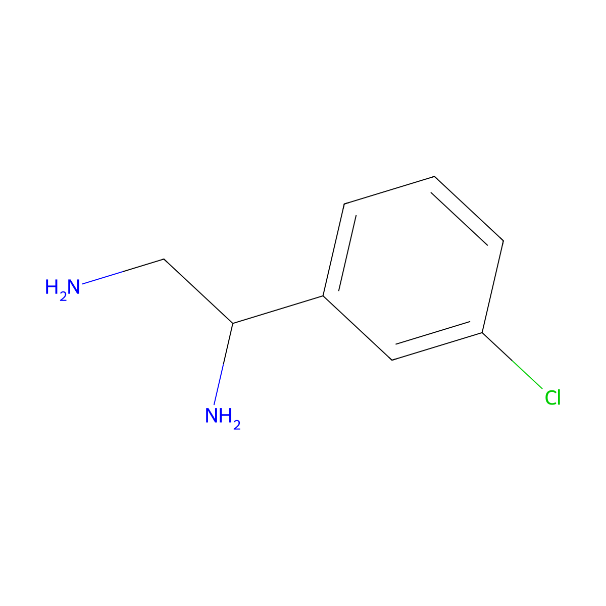 1-(3-Chlorophenyl)ethane-1,2-diamine molecular structure, CAS 69810-95-3