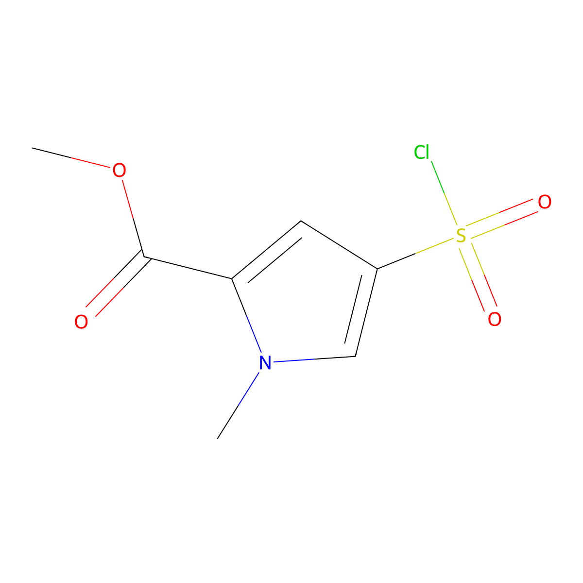 methyl 4-(chlorosulfonyl)-1-methyl-1H-pyrrole-2-carboxylate molecular structure, CAS 69812-32-4