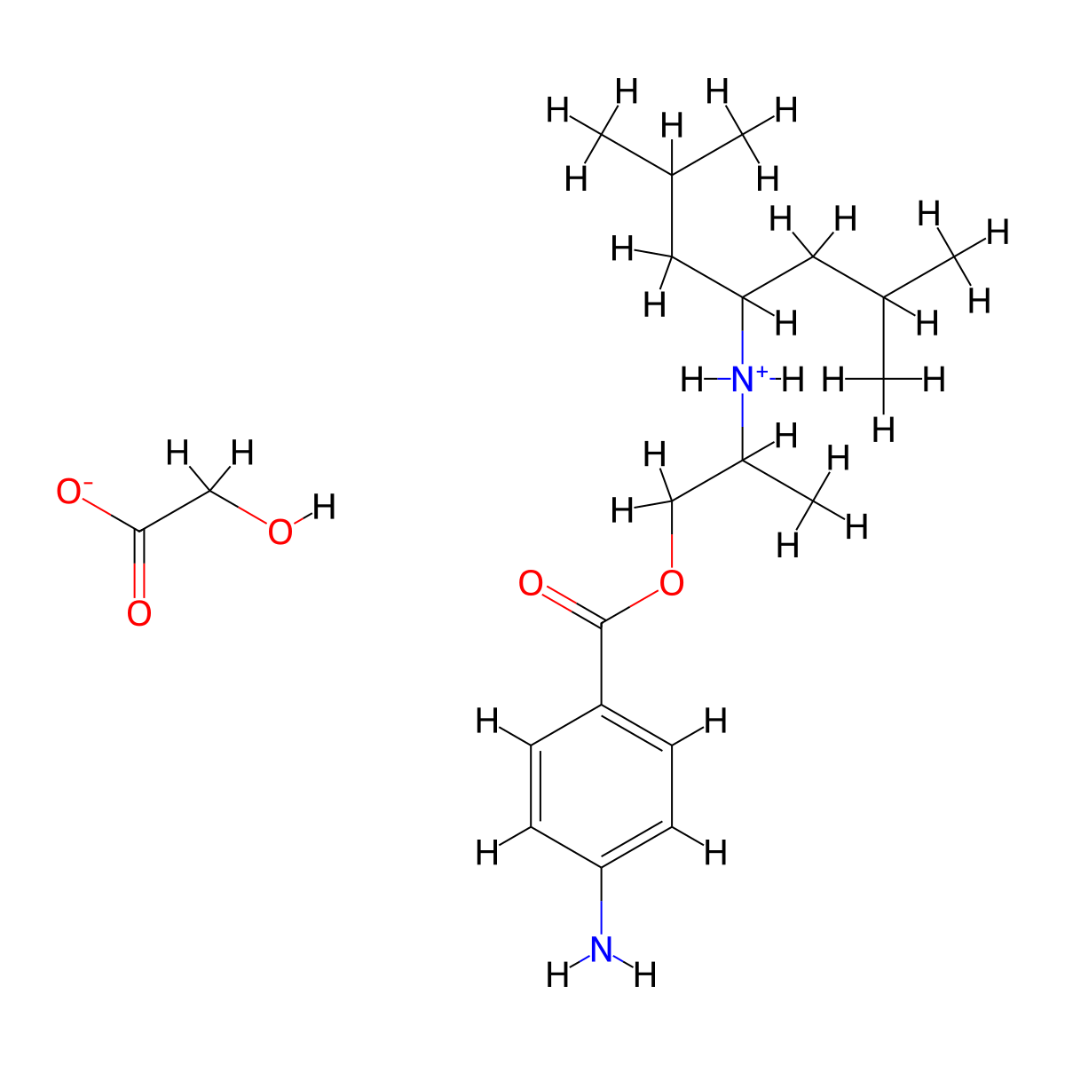 Benzoic acid, p-amino-, 2-((1-isobutyl-3-methylbutyl)amino)propyl ester, glycolate molecular structure, CAS 69815-33-4