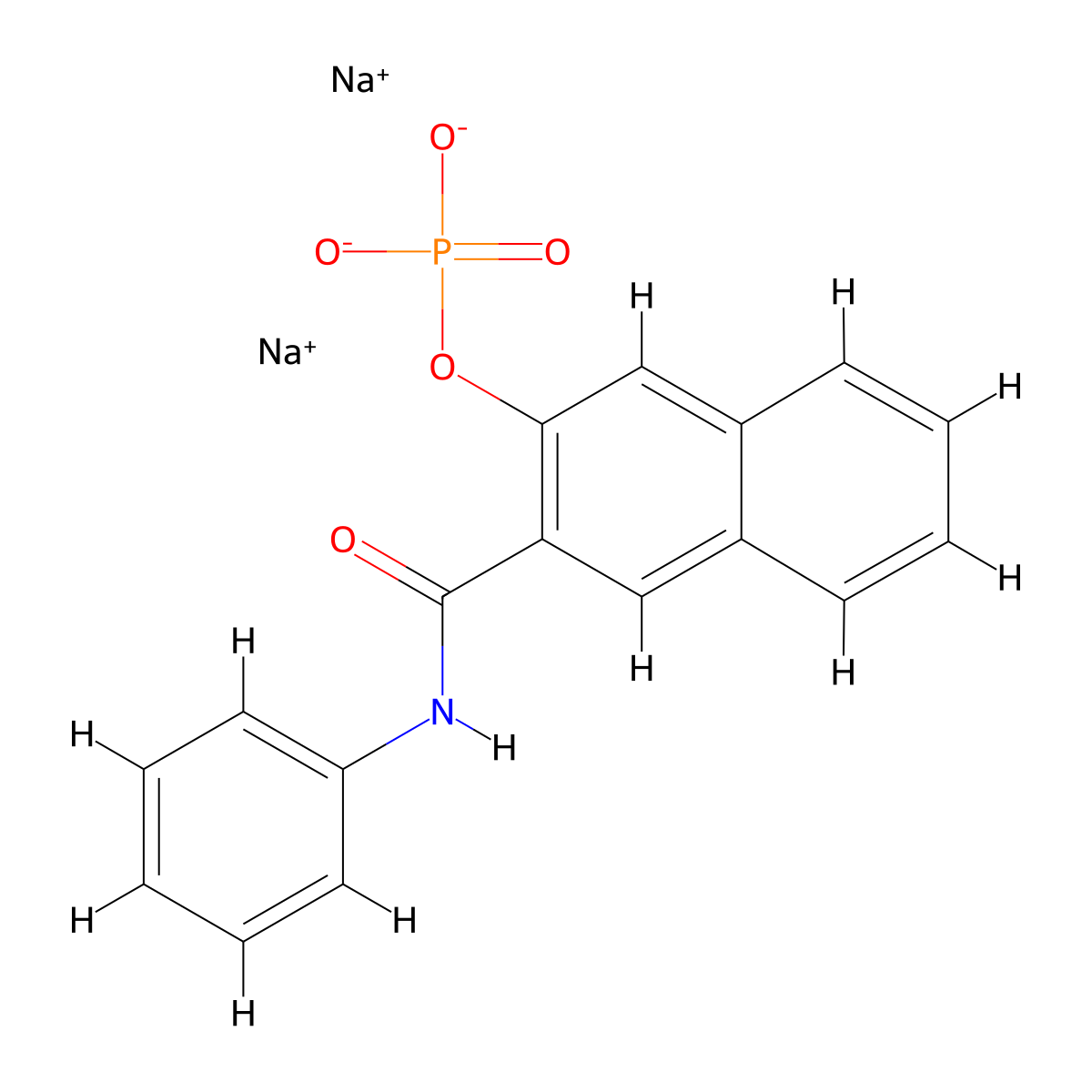 2-Naphthalenecarboxamide, N-phenyl-3-(phosphonooxy)-, sodium salt (1:2) molecular structure, CAS 69815-54-9