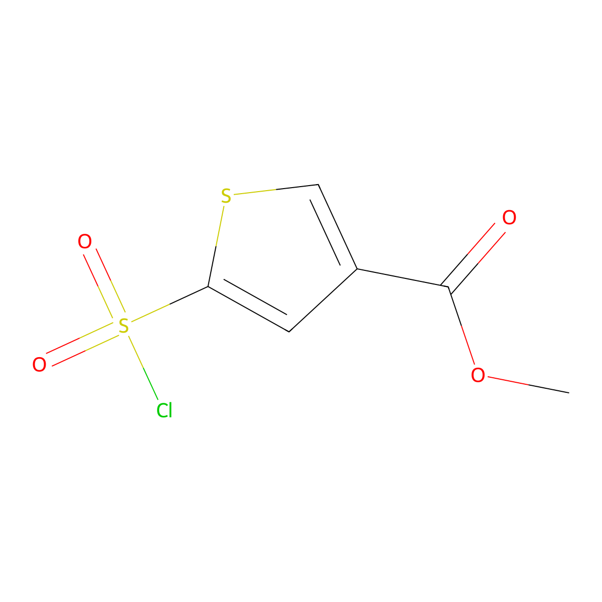 Methyl 5-(chlorosulfonyl)thiophene-3-carboxylate molecular structure, CAS 69816-04-2